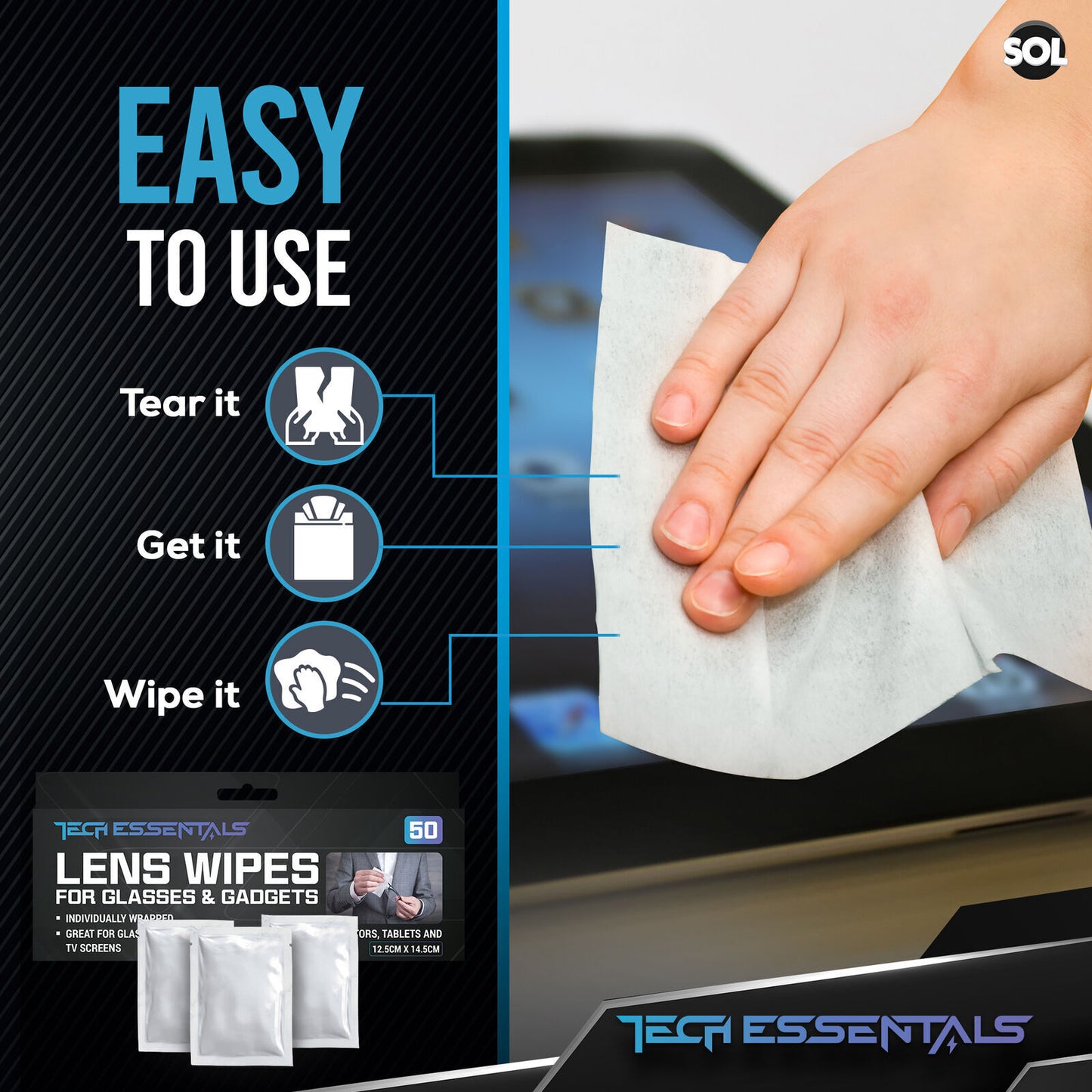50-300pk Glasses Wipes For Spectacle Lens Optical Phone Camera Cleaner Cleaning