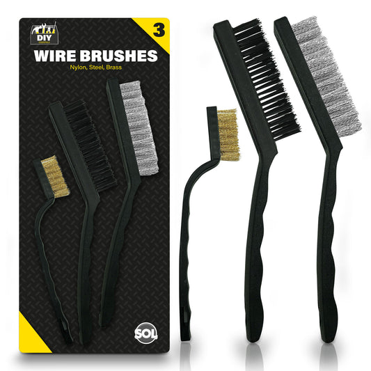 Wire Brush Set | Steel Brass Nylon Cleaning | 3 Pack