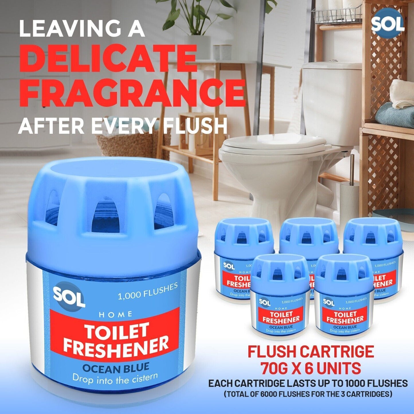 Toilet Bowl Freshener | Blue Cistern Block Cleaner | 6 Pack