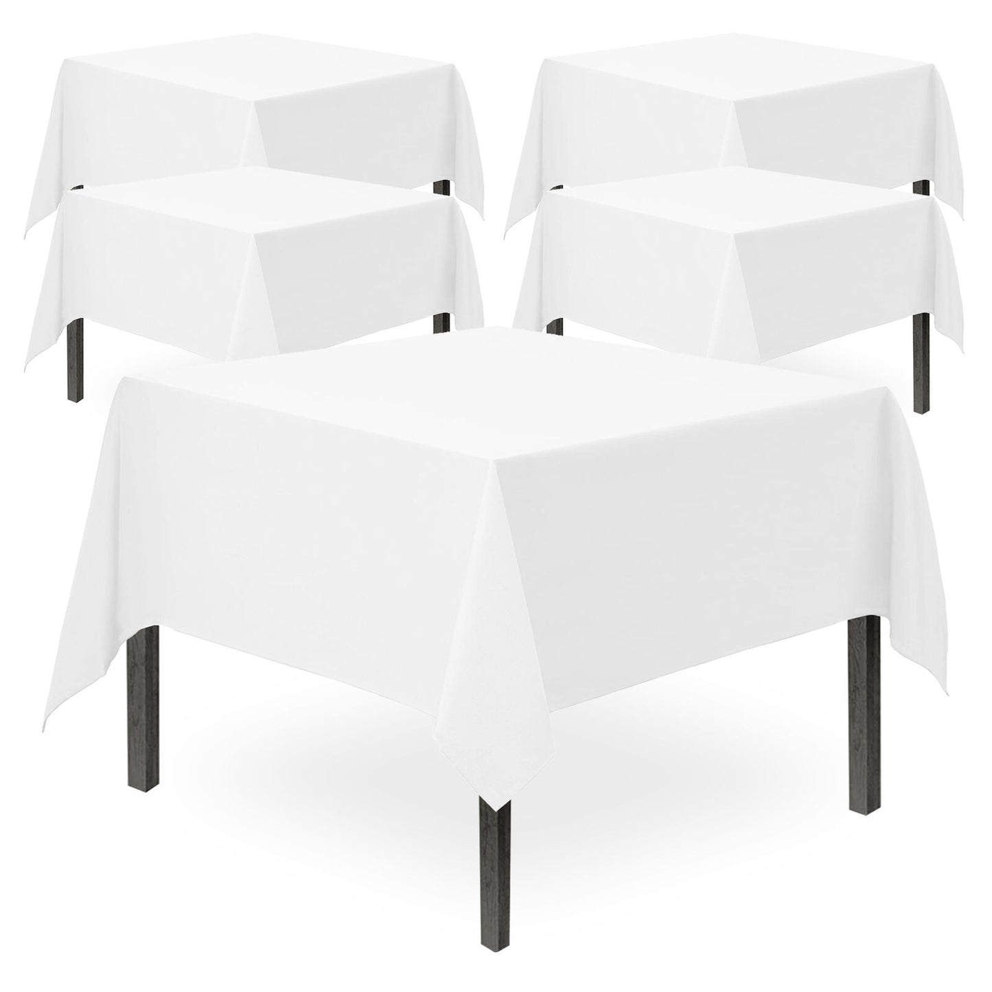 White Paper Table Cloths Square | Disposable Party Covers | 5 Pack