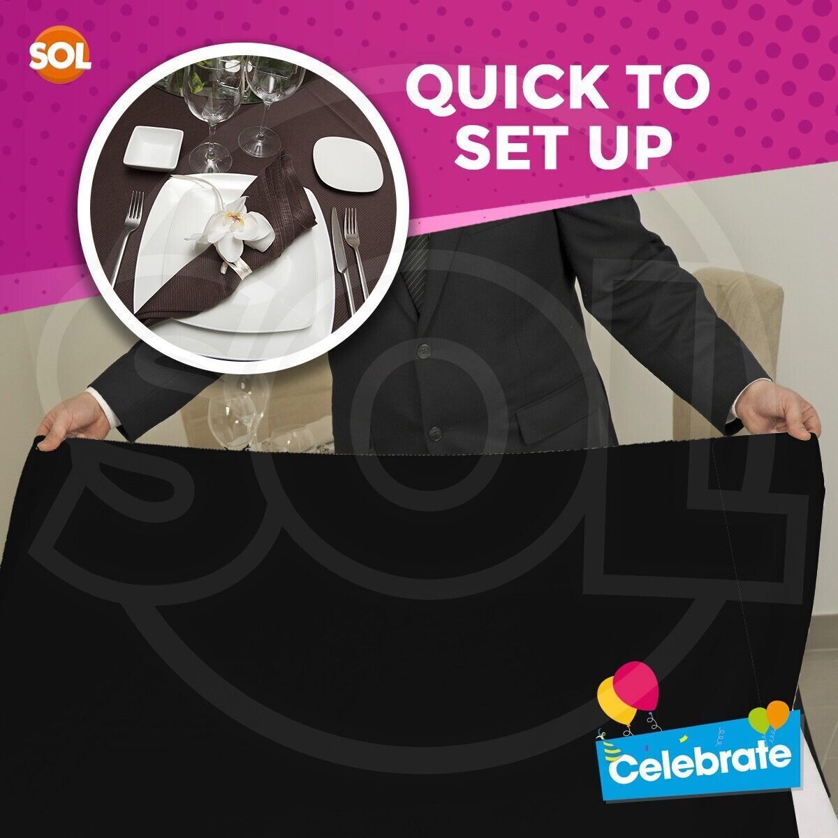 Black Paper Tablecloths Square Disposable – 5 Pack