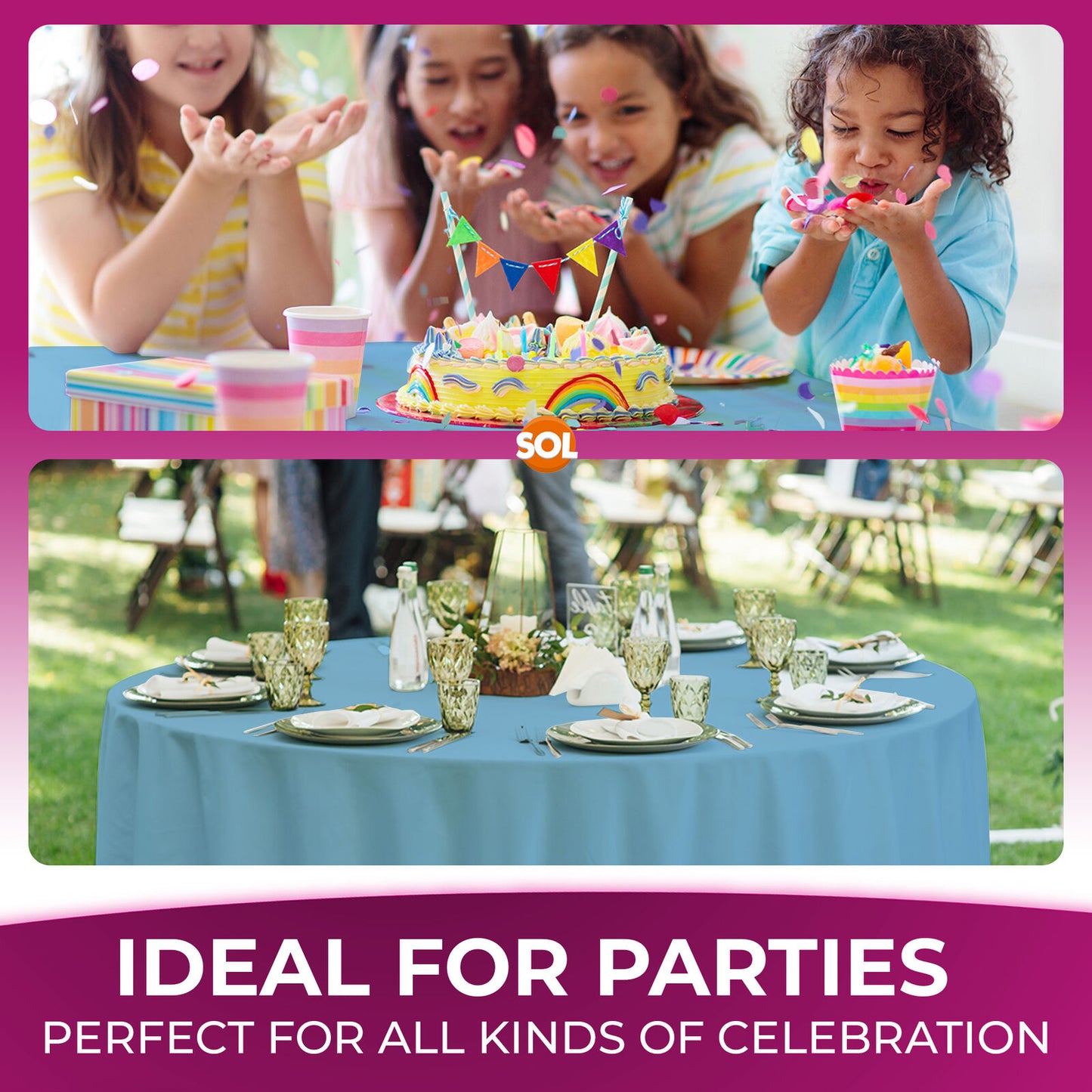 Plastic Table Covers Round 1.4M | Disposable Wipe Clean Party Cloth | 3 Pack