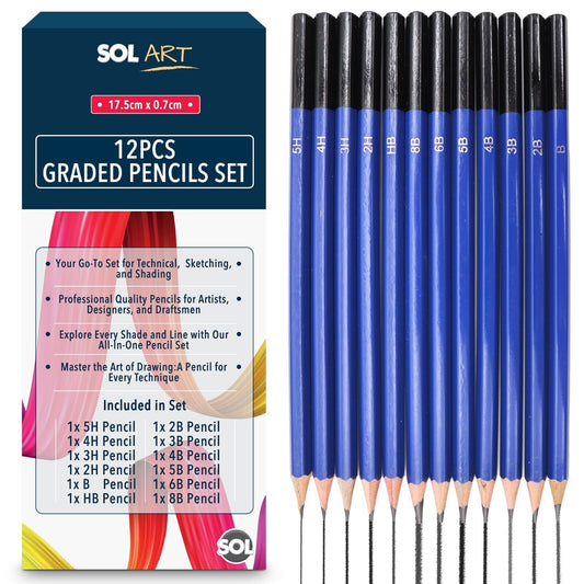 Graded Drawing Sketching Pencils Set 12PC | 7 Soft & 4 Hard Shades
