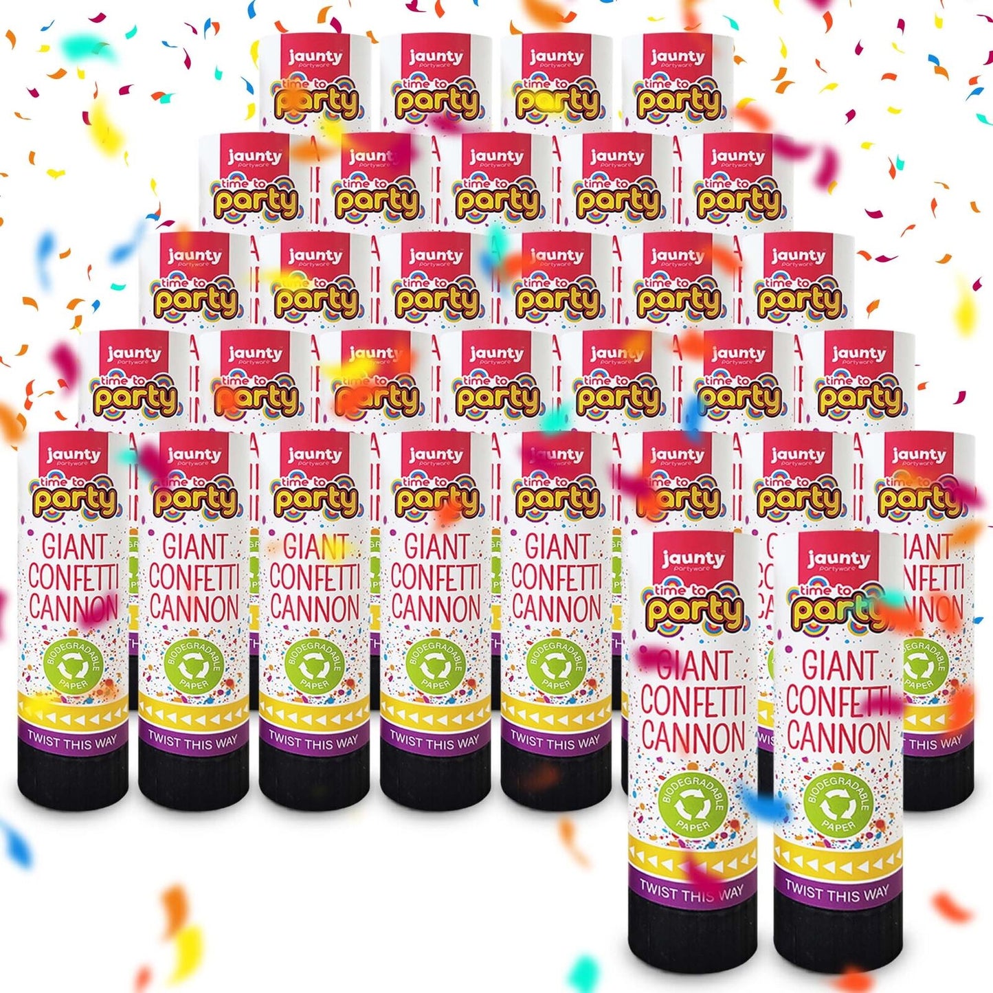 Confetti Cannons Multicolour Biodegradable | Party & Events | 8 Pack