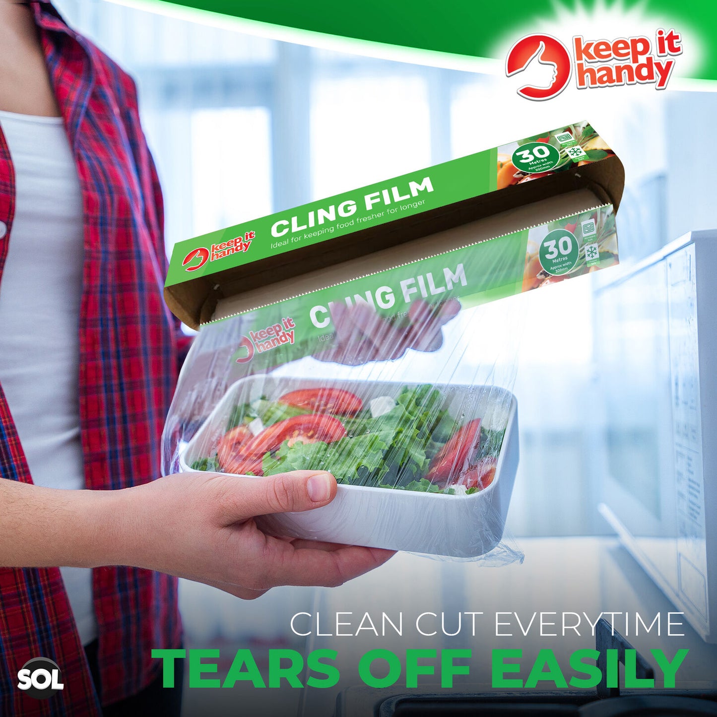 Cling Film 30cm | Easy Cut Catering Refill Rolls | 30Ð180M