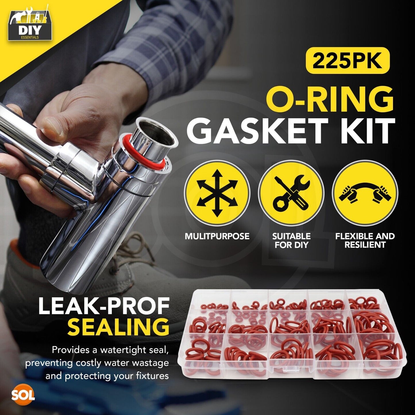 Rubber O Ring Seal Set 225 Piece Kit Assorted