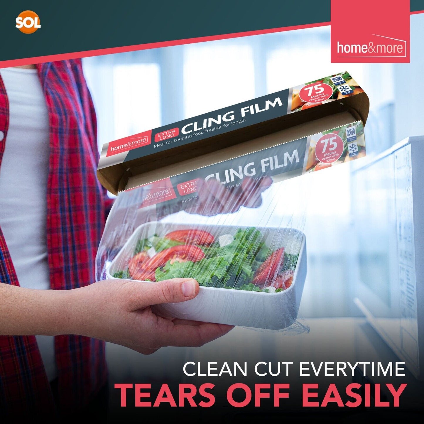 300-600M 30cm Cling Film Food Catering Easy Cut Large Refill Rolls Kitchen Wrap