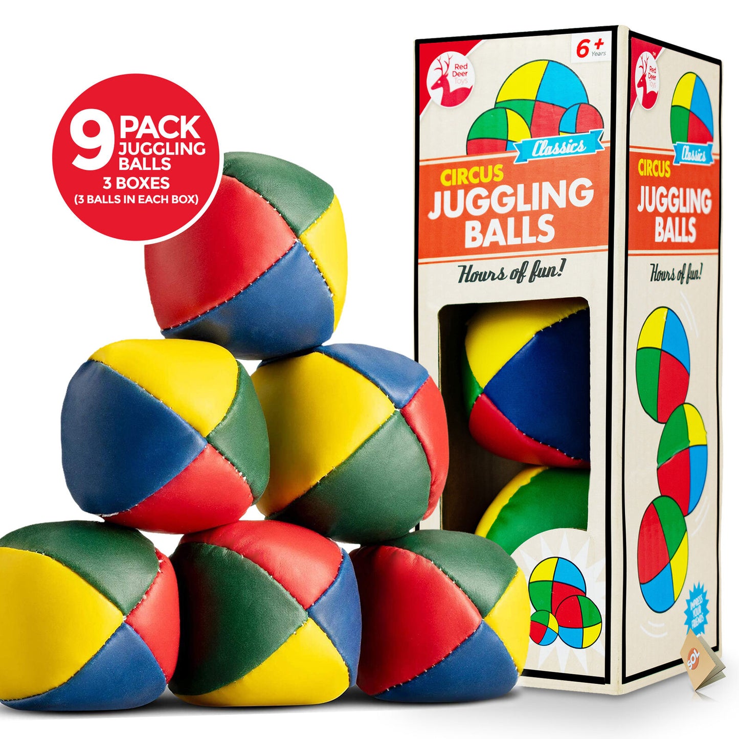 9 Juggling Balls Professional Pro Learn to Juggle Coloured Set Circus Clown Toy