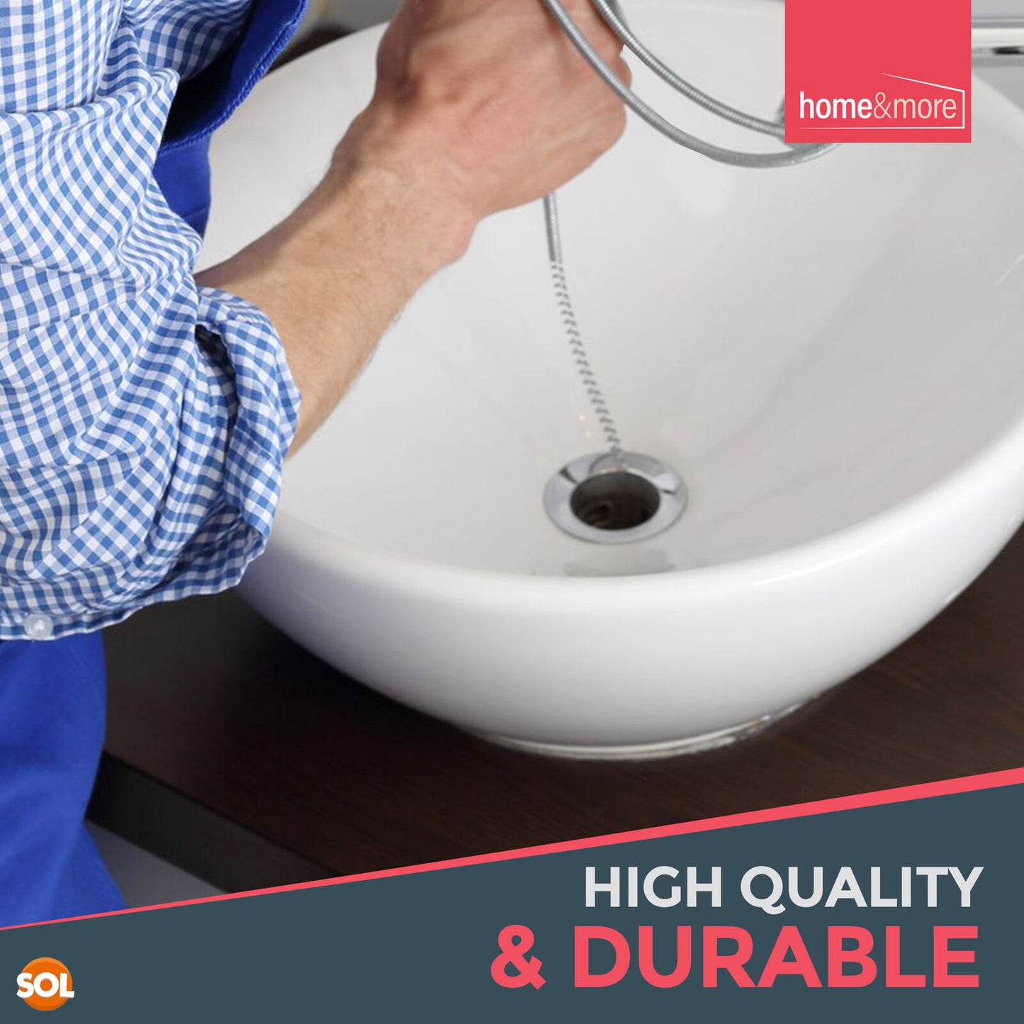 Flexible Drain Unblocking Rods 1M | Sink Cleaner Tool | 2 Pack