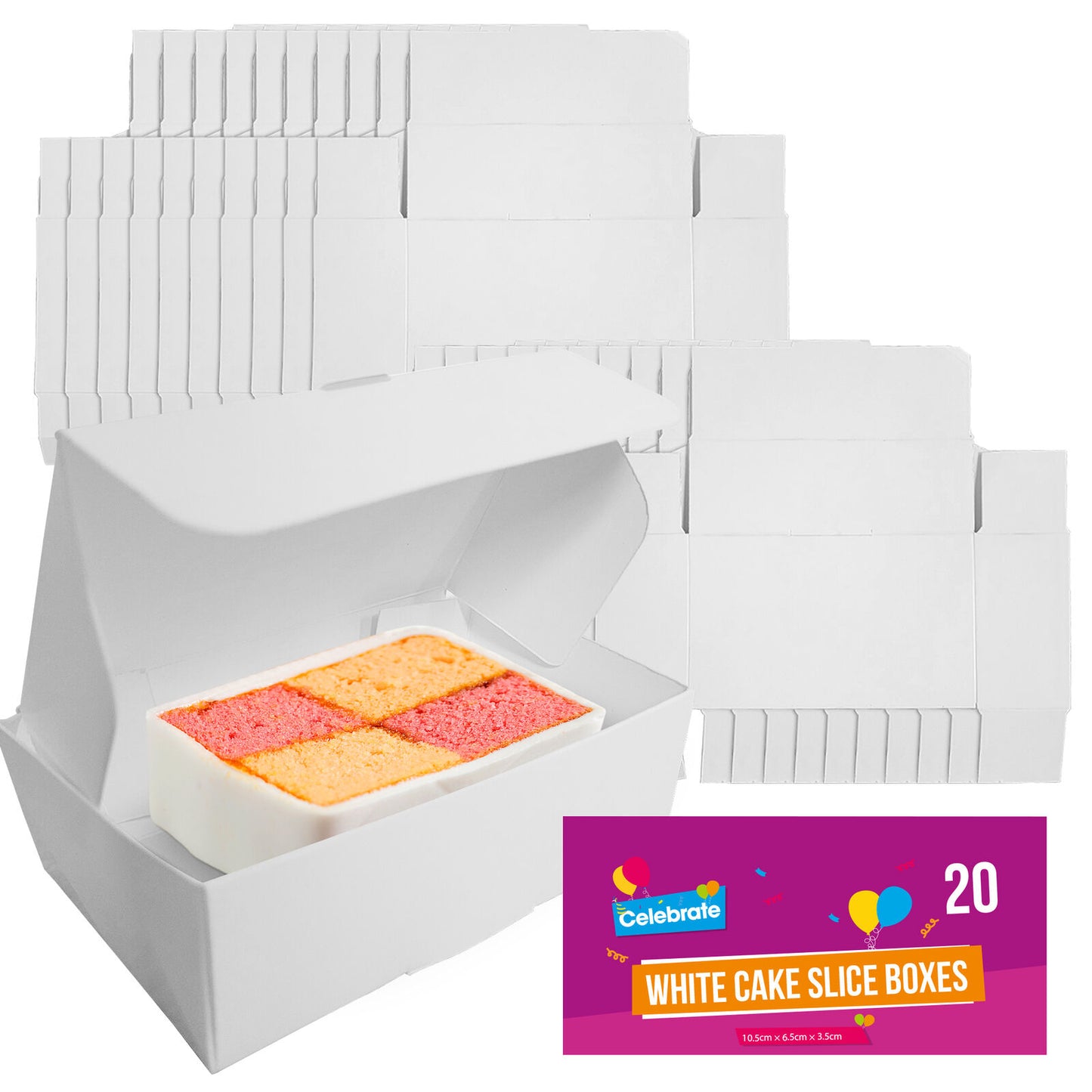 White Single Cake Slice Boxes | Wedding Party Favour | 20 Pack