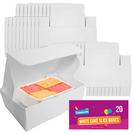 White Single Cake Slice Boxes | Wedding Party Favour | 20 Pack
