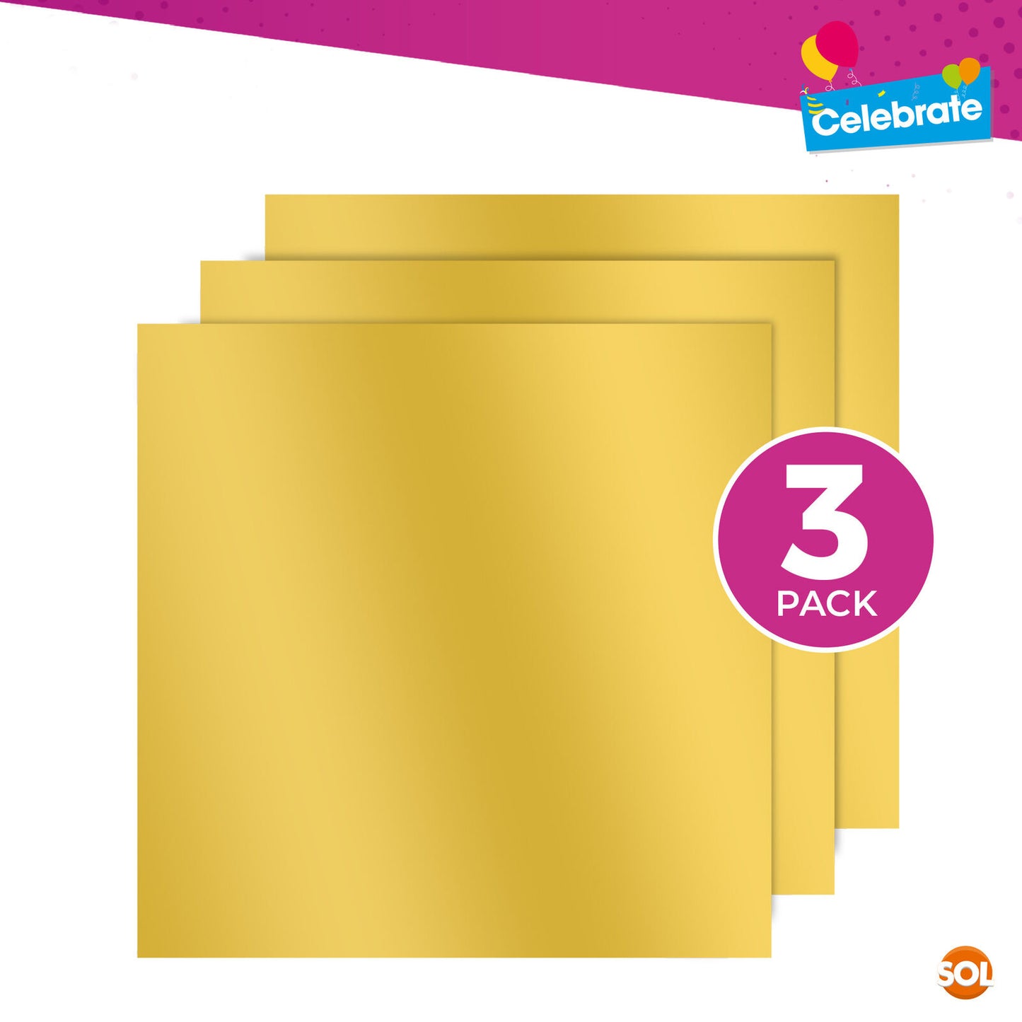 Gold Plastic Table Covers Square Wipe Clean Party Cloth | 3 Pack