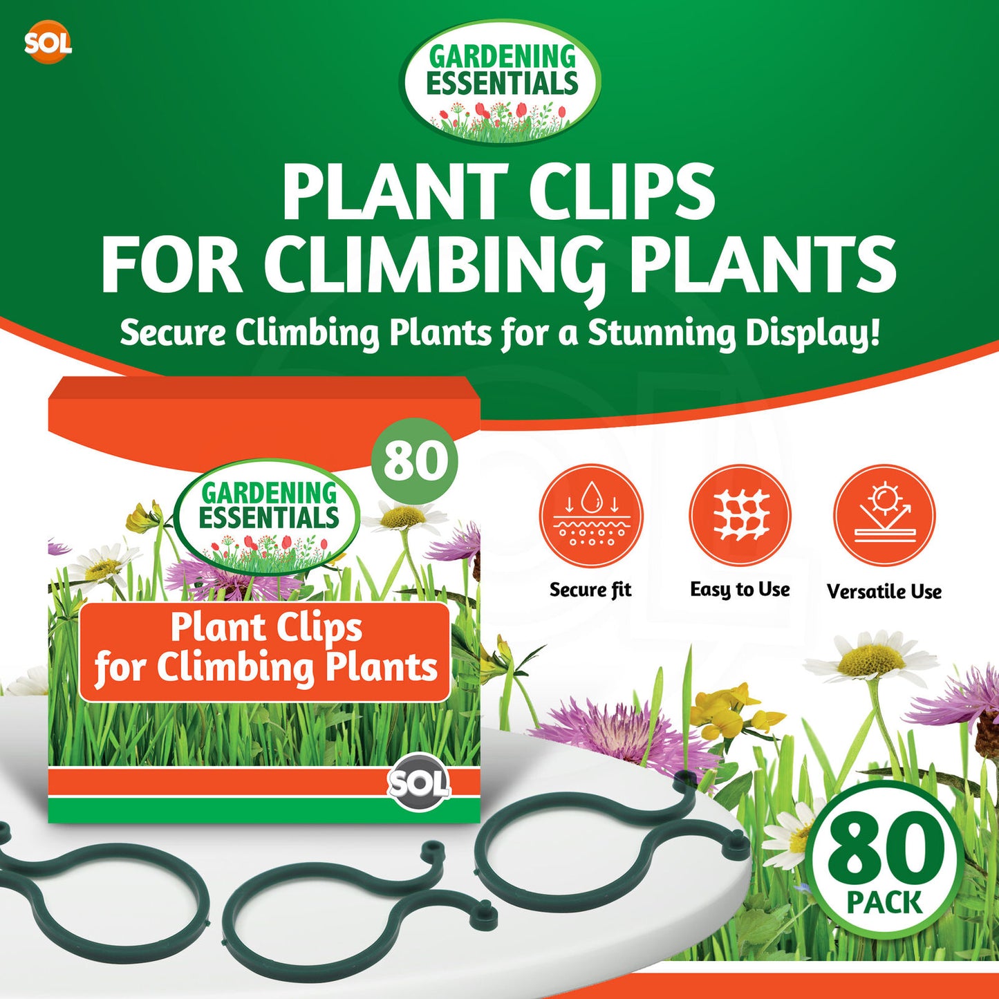 Garden Plant Rings | Flexible Greenhouse Support Clips | 80 Pack