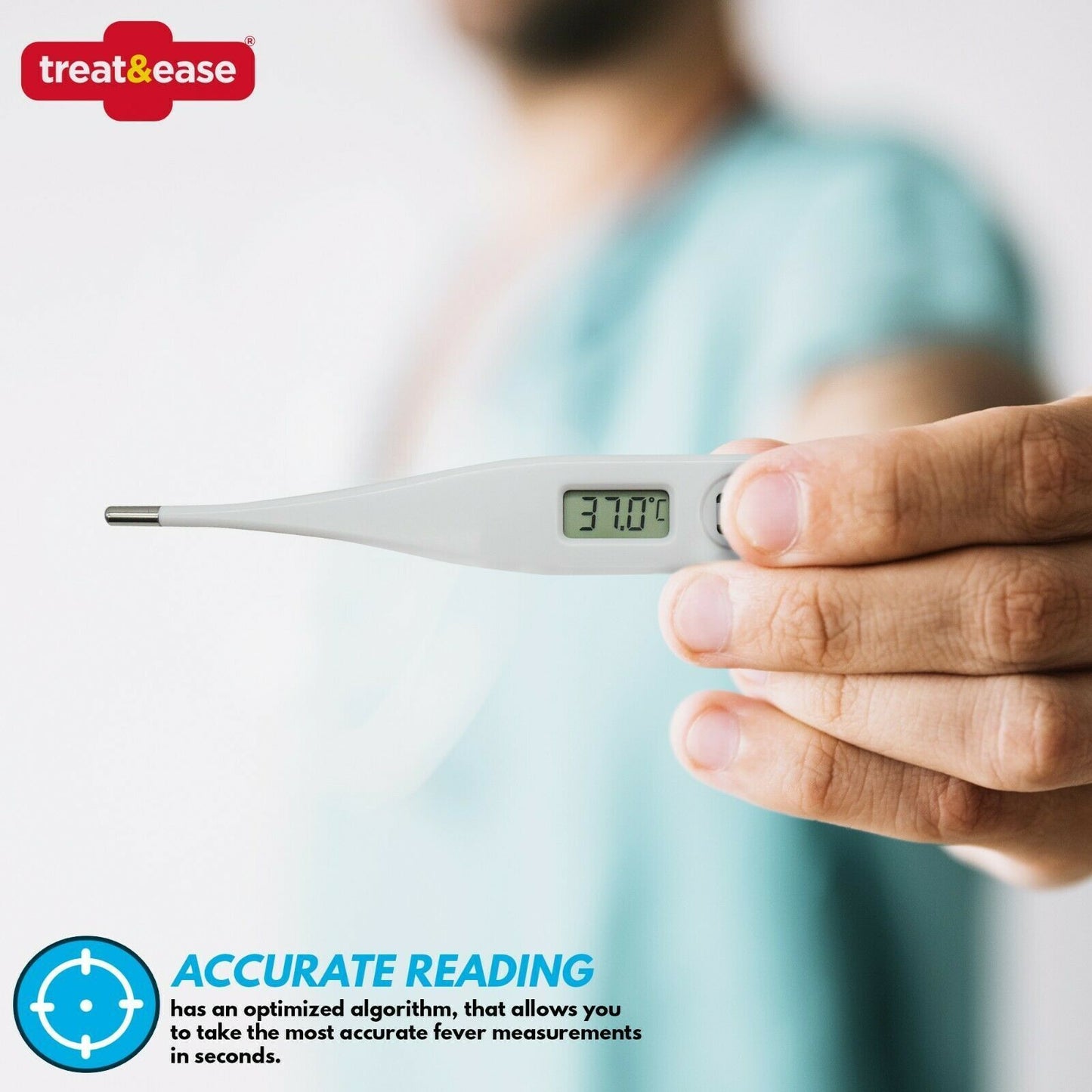 2pk Digital Thermometer Medical LCD Audible Alarm Baby Adult Oral Ear Body Fever