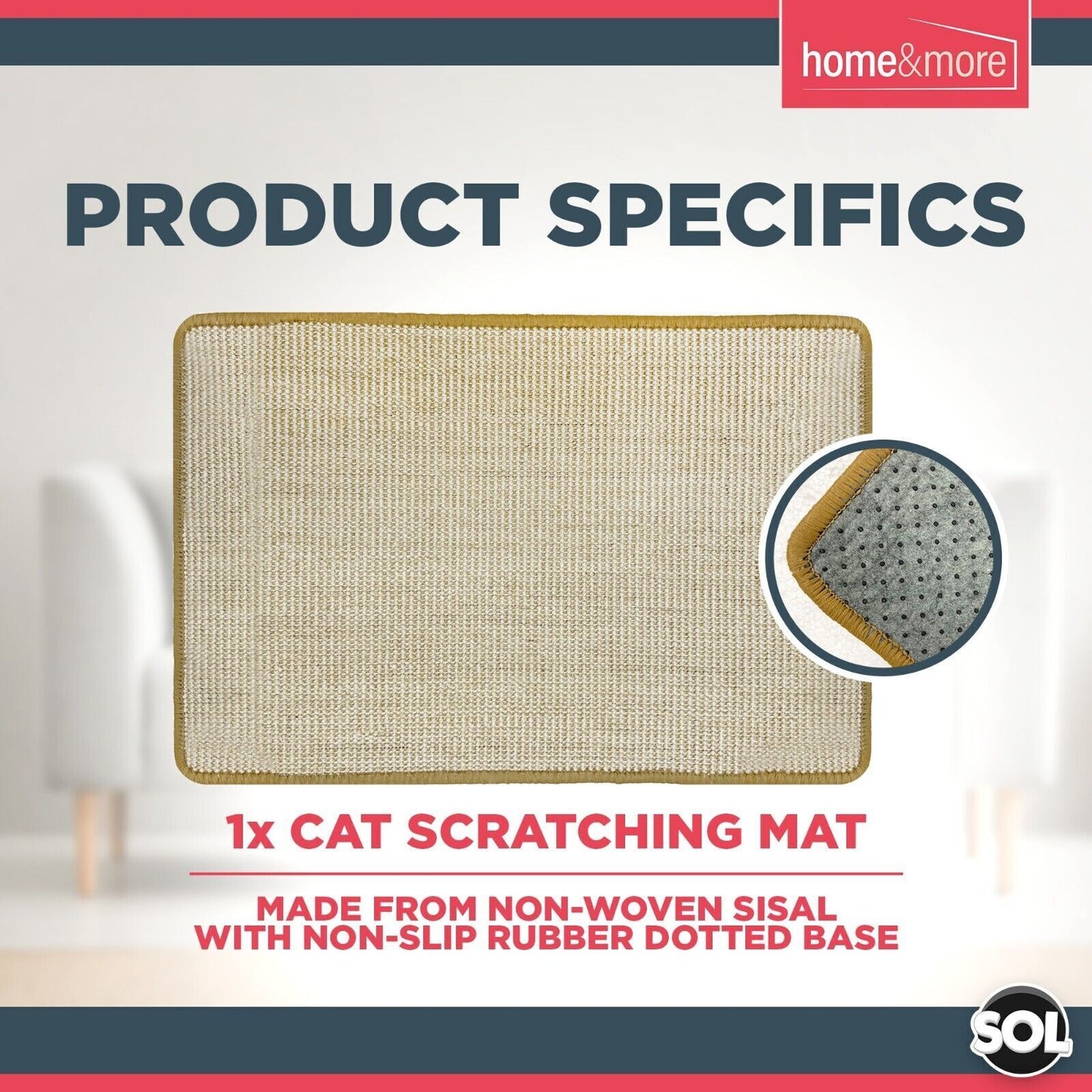 Cat Scratching Mat Sisal 60cm x 40cm | Kitten Scratcher Board Pad