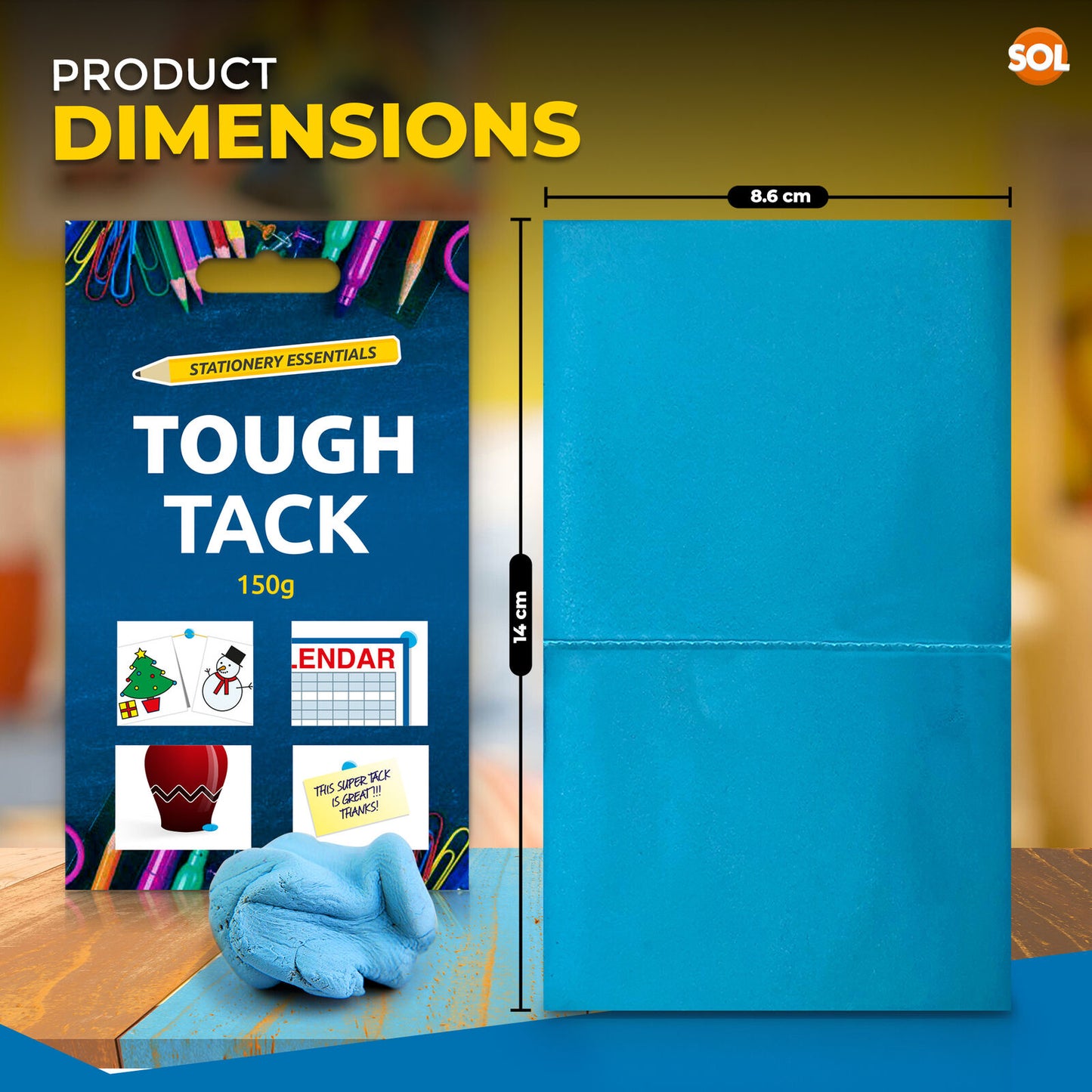 1-24 Tough Tack Blue Tac Reusable Sticky Adhesive Putty | 150g