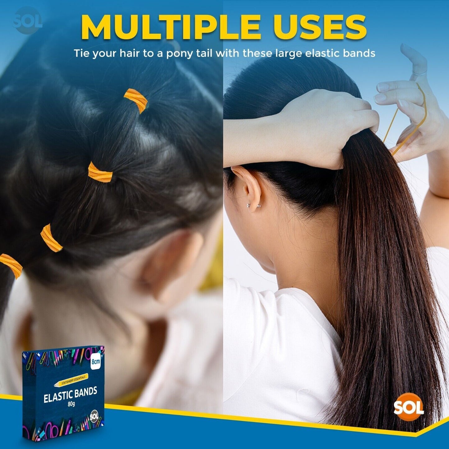 Natural Elastic Rubber Bands Size 18 | Strong Stretchy 80mm x 1.5mm | 215 Pack