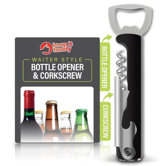 Metal Bottle Opener | Corkscrew & Beer Cap Remover Waiter’s Tool