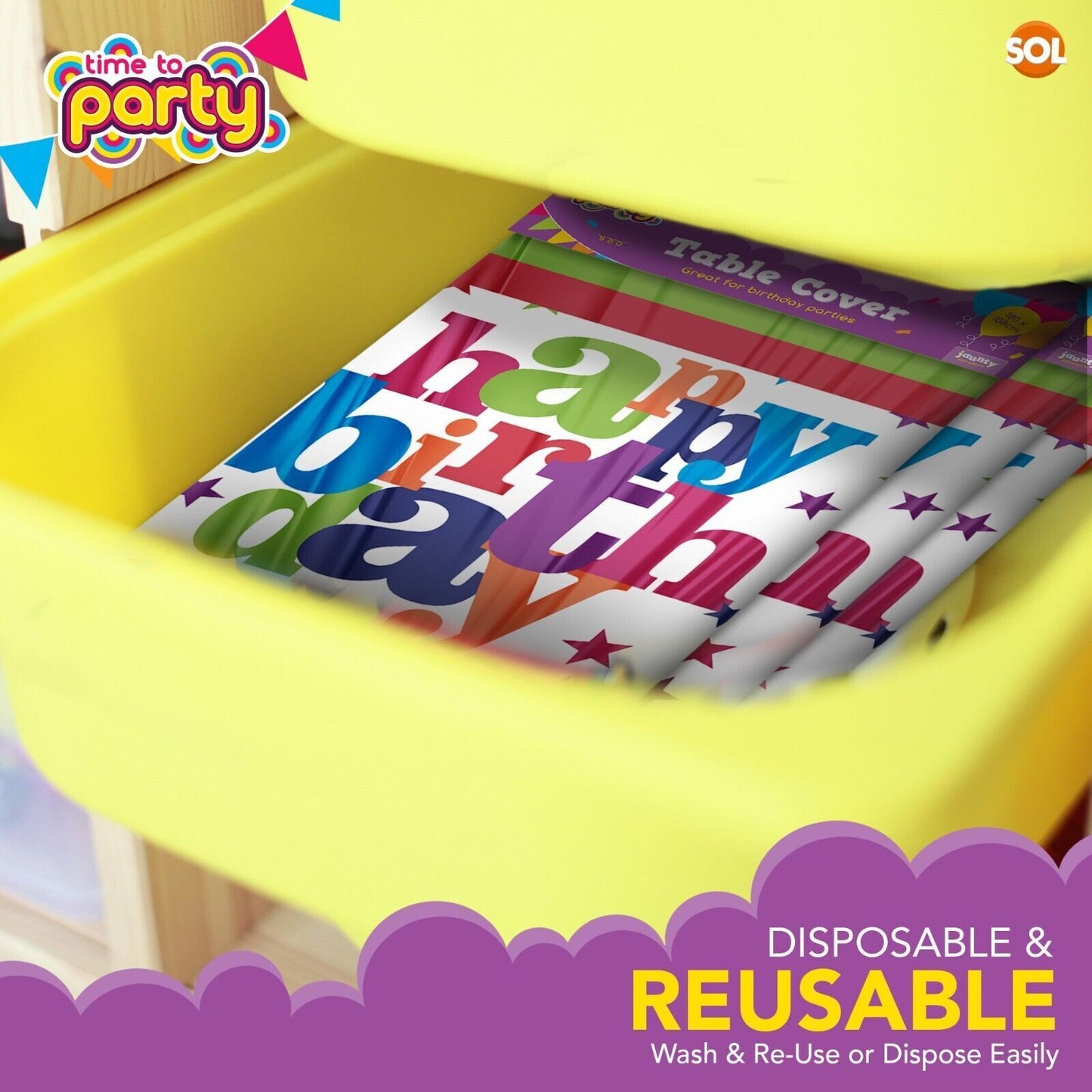 3-9 Birthday Table Cloths Covers Rectangular Plastic Wipe Clean Party Tablecloth