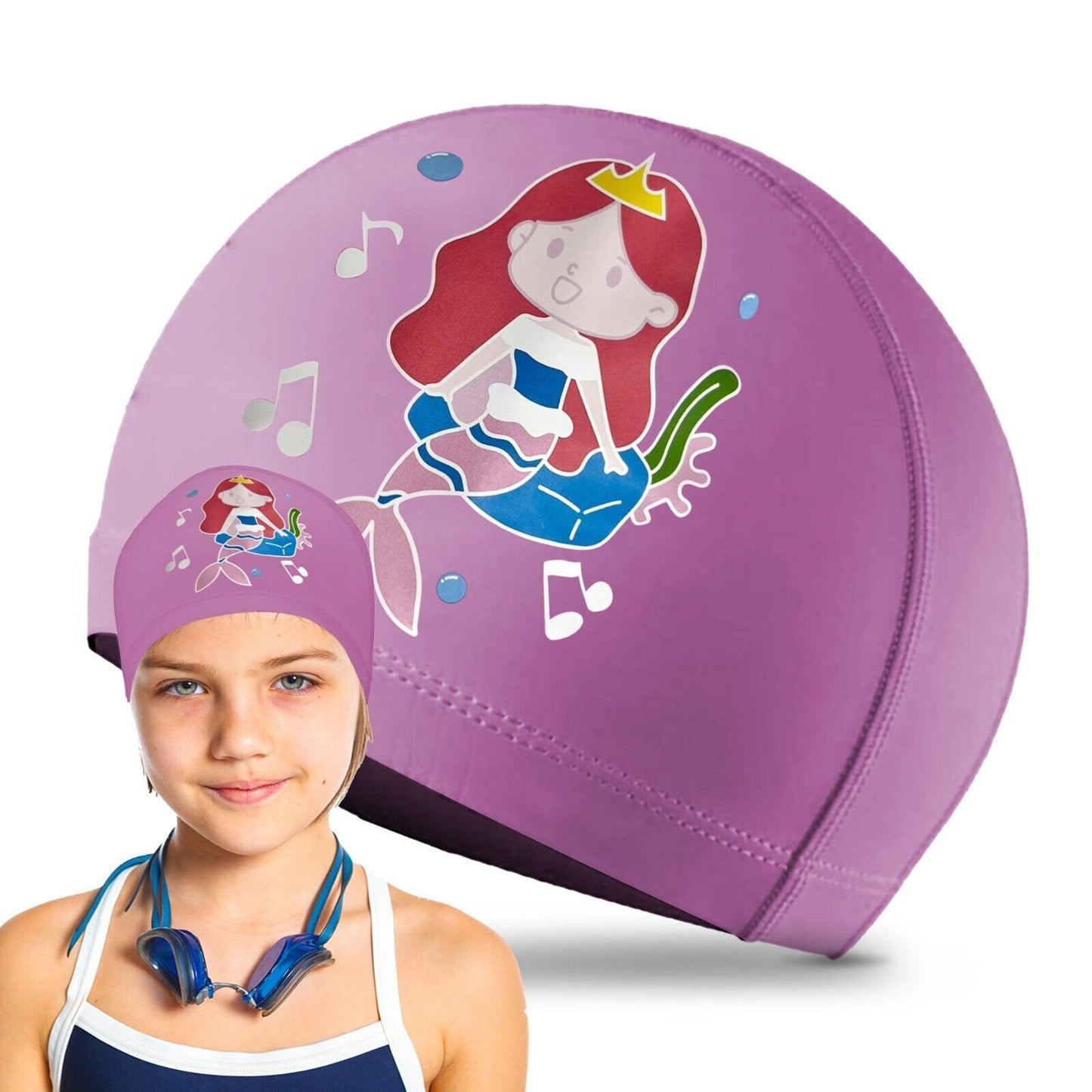 Kids Swimming Cap | Waterproof Fabric Swim Hat for Boys & Girls