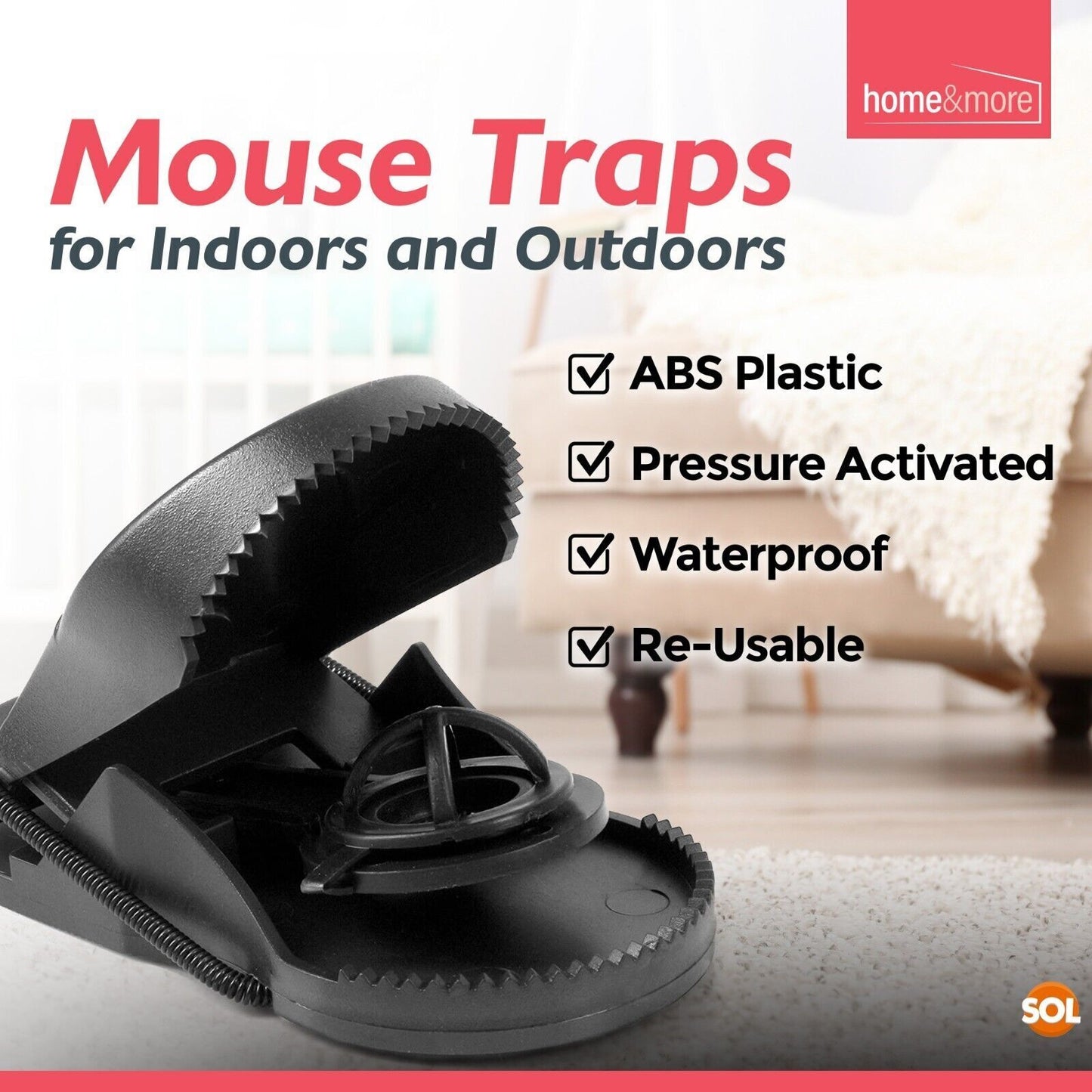 Mouse Traps | Heavy Duty Reusable Rodent Catcher | 12 Pack