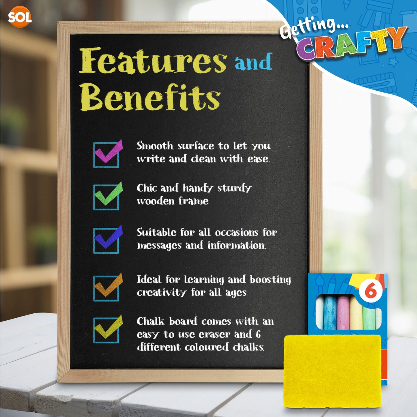 A4 Children's Chalkboard | Wooden Blackboard & Eraser