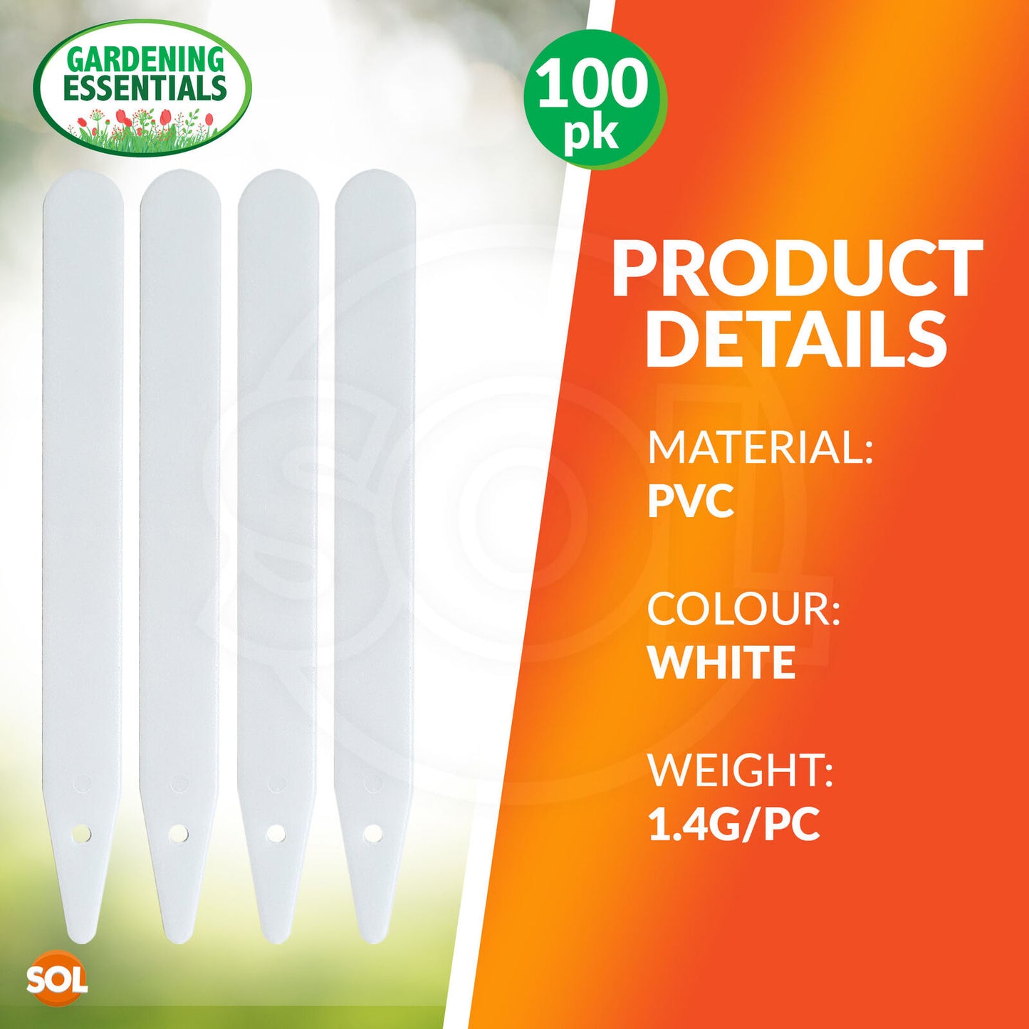 White Plastic Plant Labels Sticks | Waterproof Garden Name Tags 100 Pack