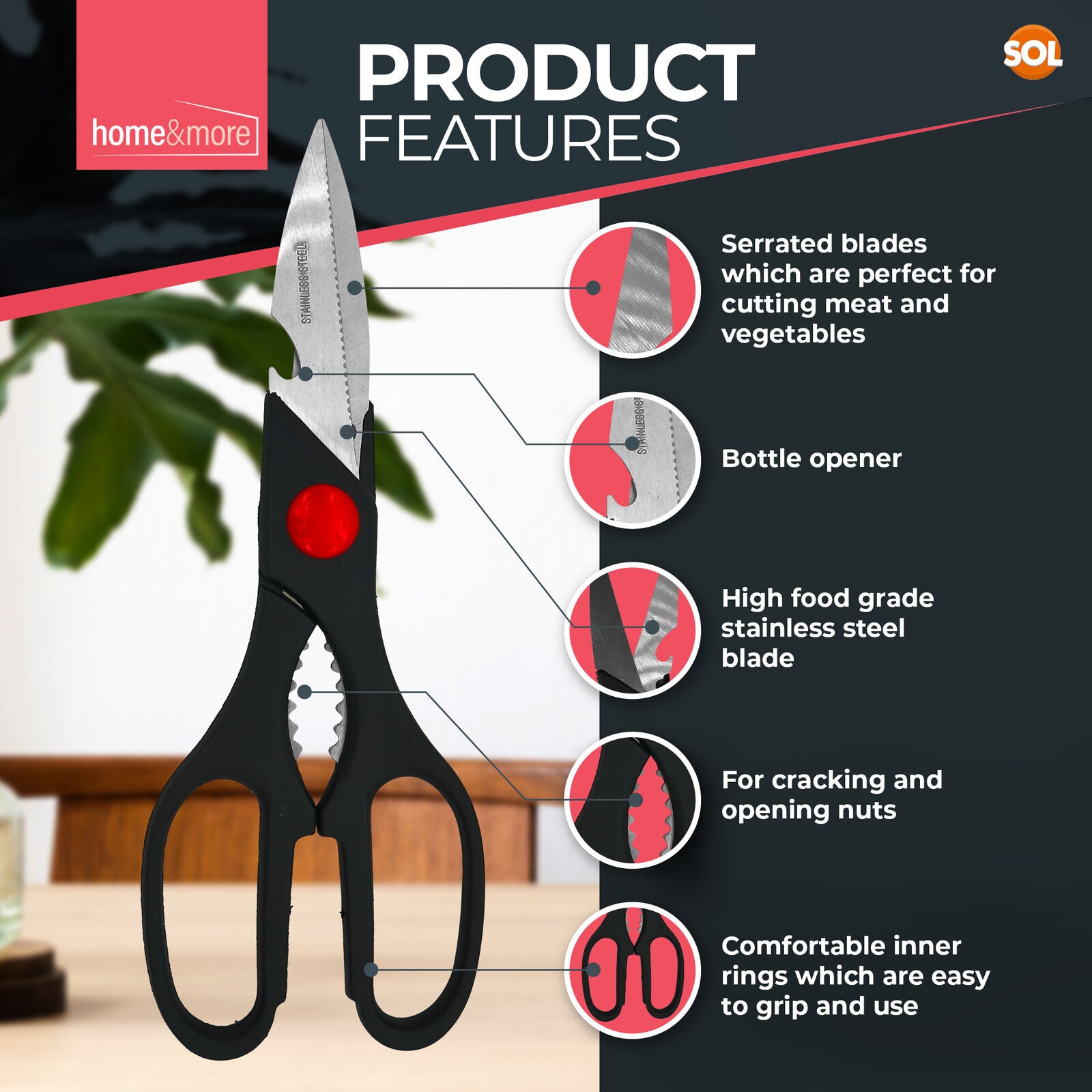 Stainless Steel Kitchen Scissors Set | Multi Purpose Heavy Duty Household Shears