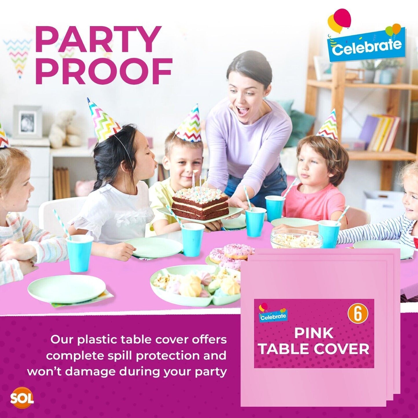 Square Disposable Table Cloths 121x121cm | Plastic Wipe Clean Party Covers | 3 Pack