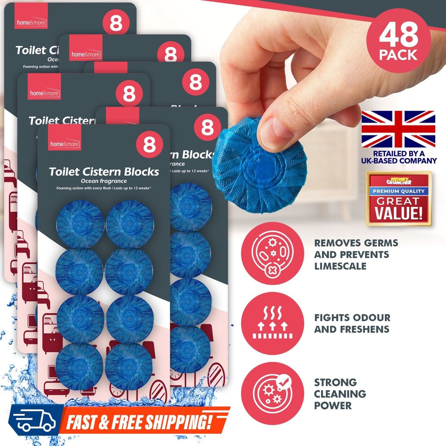 Cistern Blue Blocks Toilet Freshener Cleaner | 48 Pack