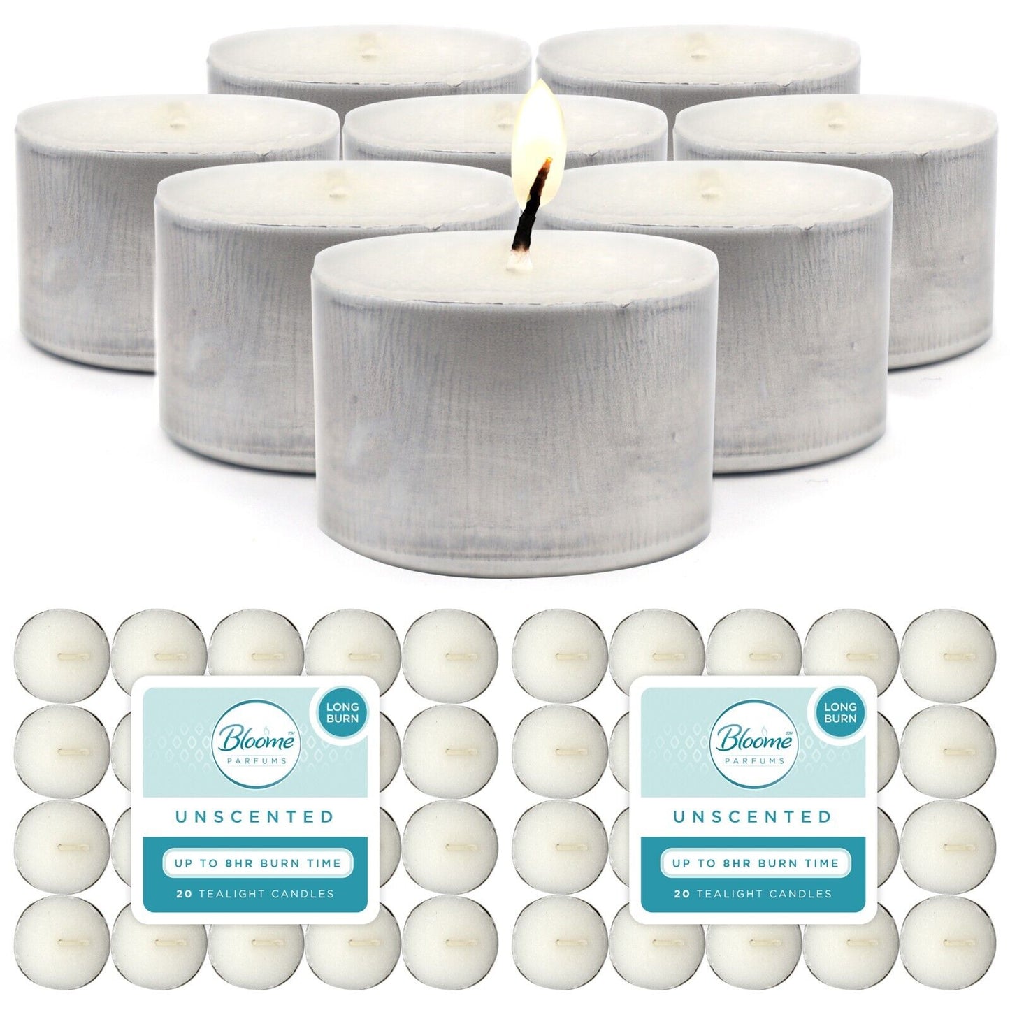 60-300 Tea Lights White Unscented Candles 8 Hour Long Burn 8hr Night Tealights