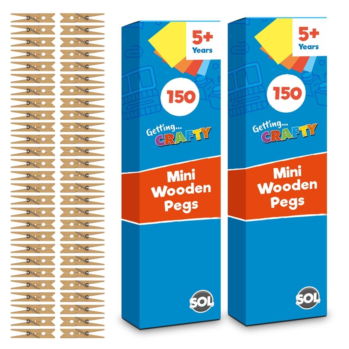 Mini Wooden Pegs 25mm | Craft Wedding Photo Hanging Clips | 300 Pack