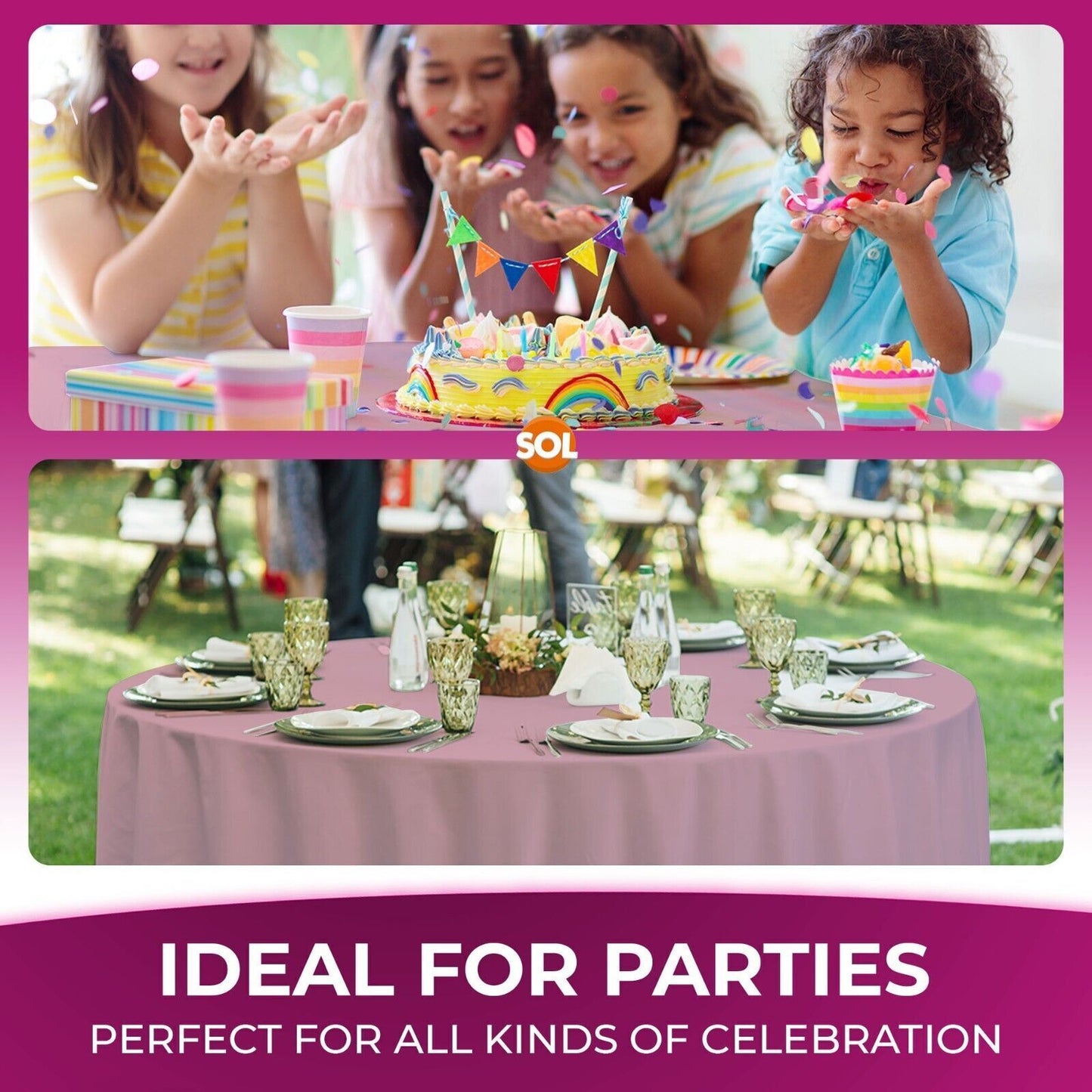 Plastic Table Covers Round 1.4M | Disposable Wipe Clean Party Cloth | 3 Pack