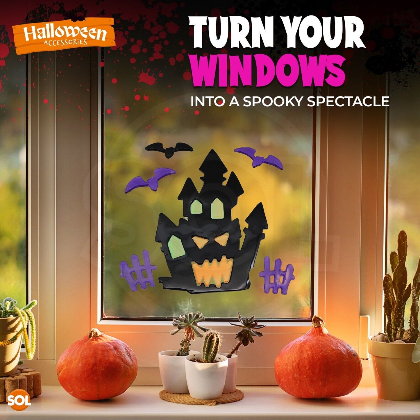 Halloween Window Gel Stickers Skeleton Spooky Scary Gel Clings Glass Decoration