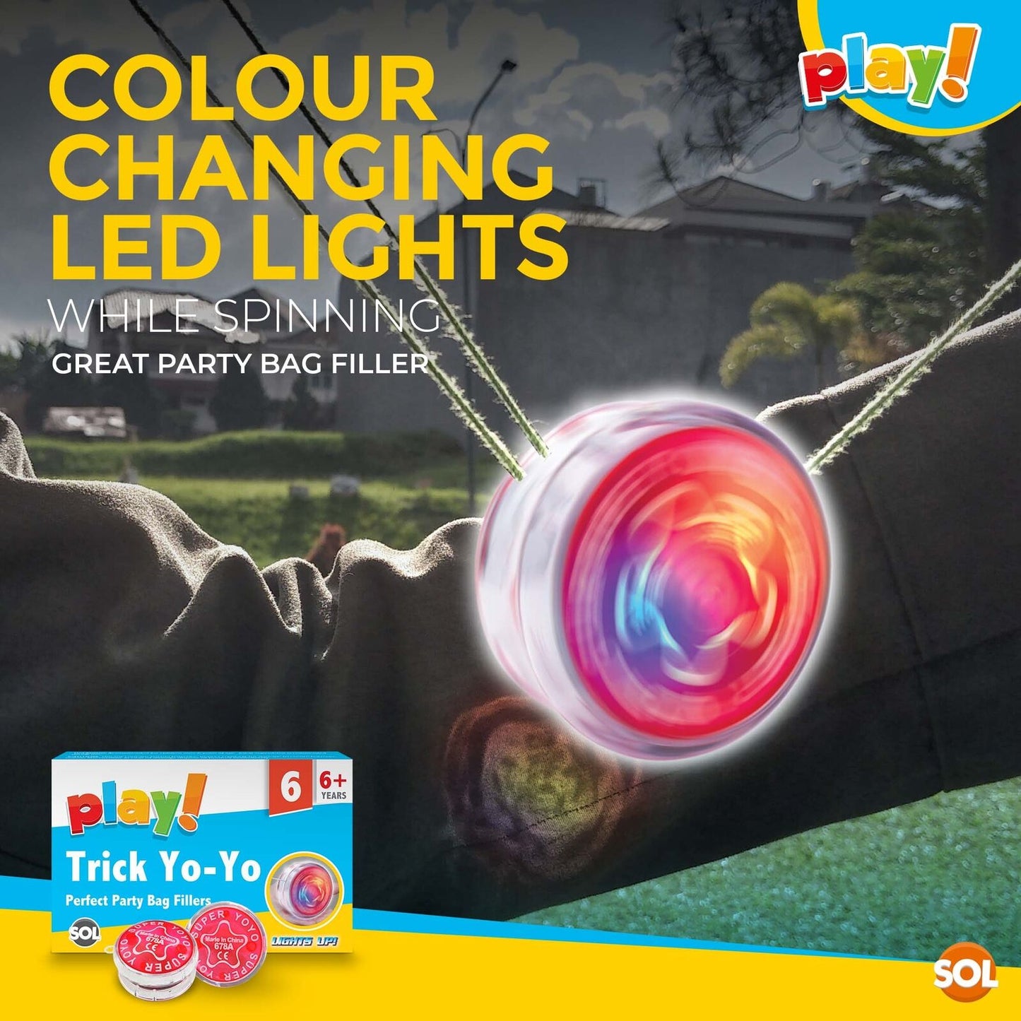 Professional YoYo Light Up Kids Toy Pro Stunt Trick Flashing Clutch Yo Yo | 6 Pack