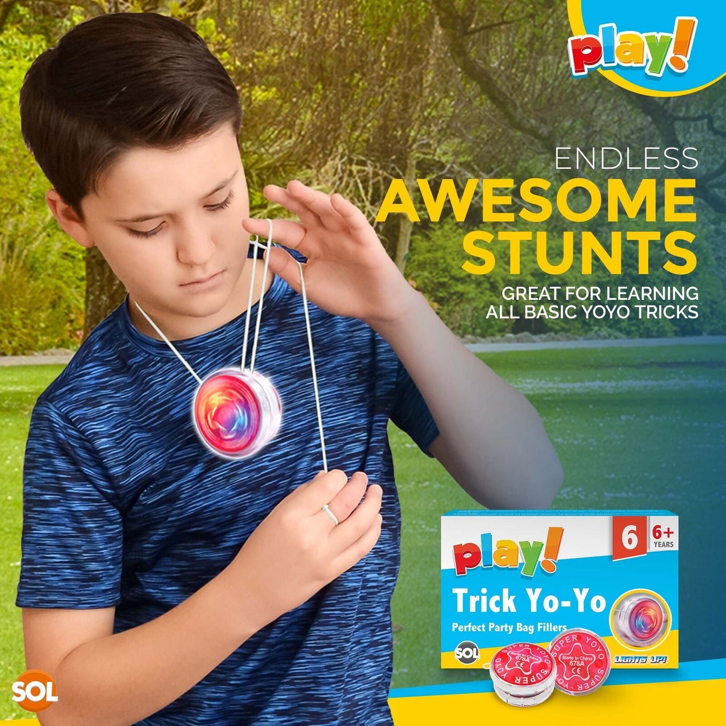 Professional YoYo Light Up Kids Toy Pro Stunt Trick Flashing Clutch Yo Yo | 6 Pack