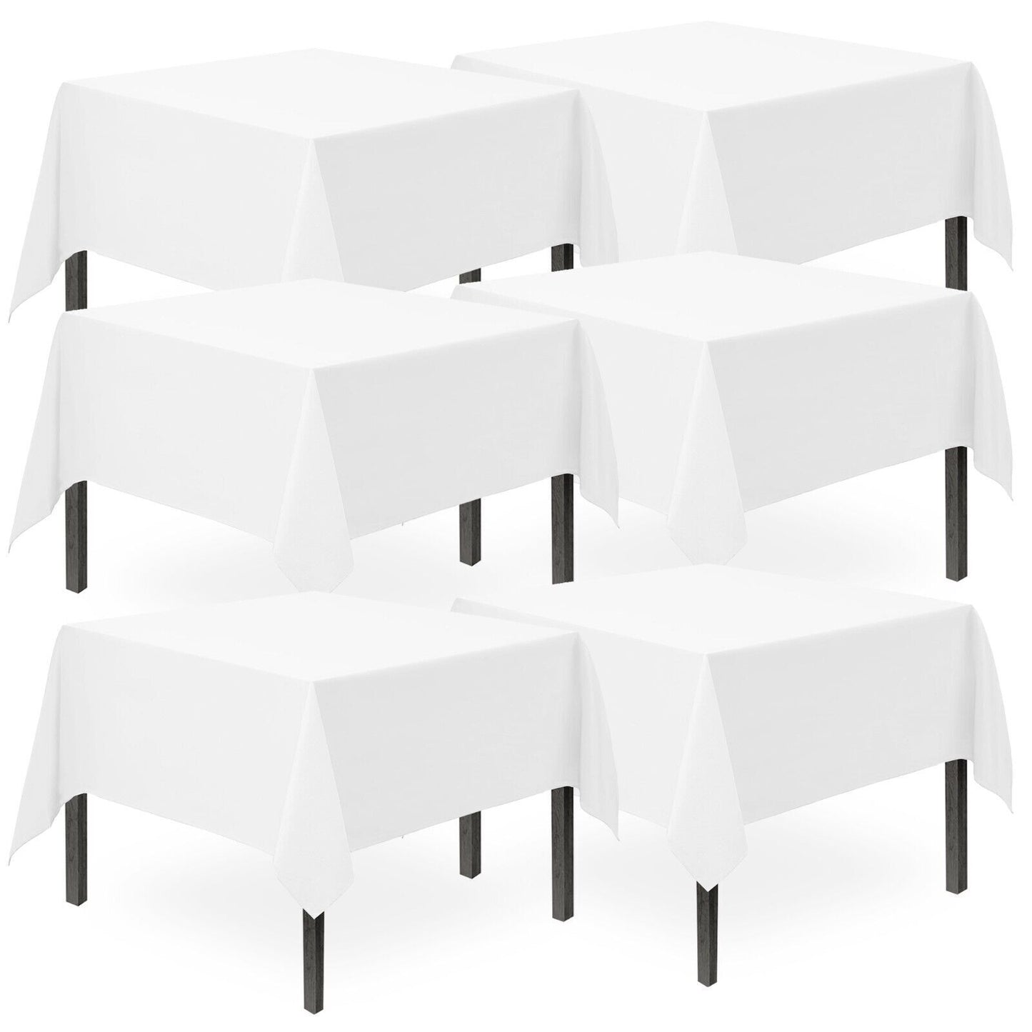 White Plastic Square Table Covers 121x121cm | Disposable Wipe Clean Party Cloth | 6 Pack