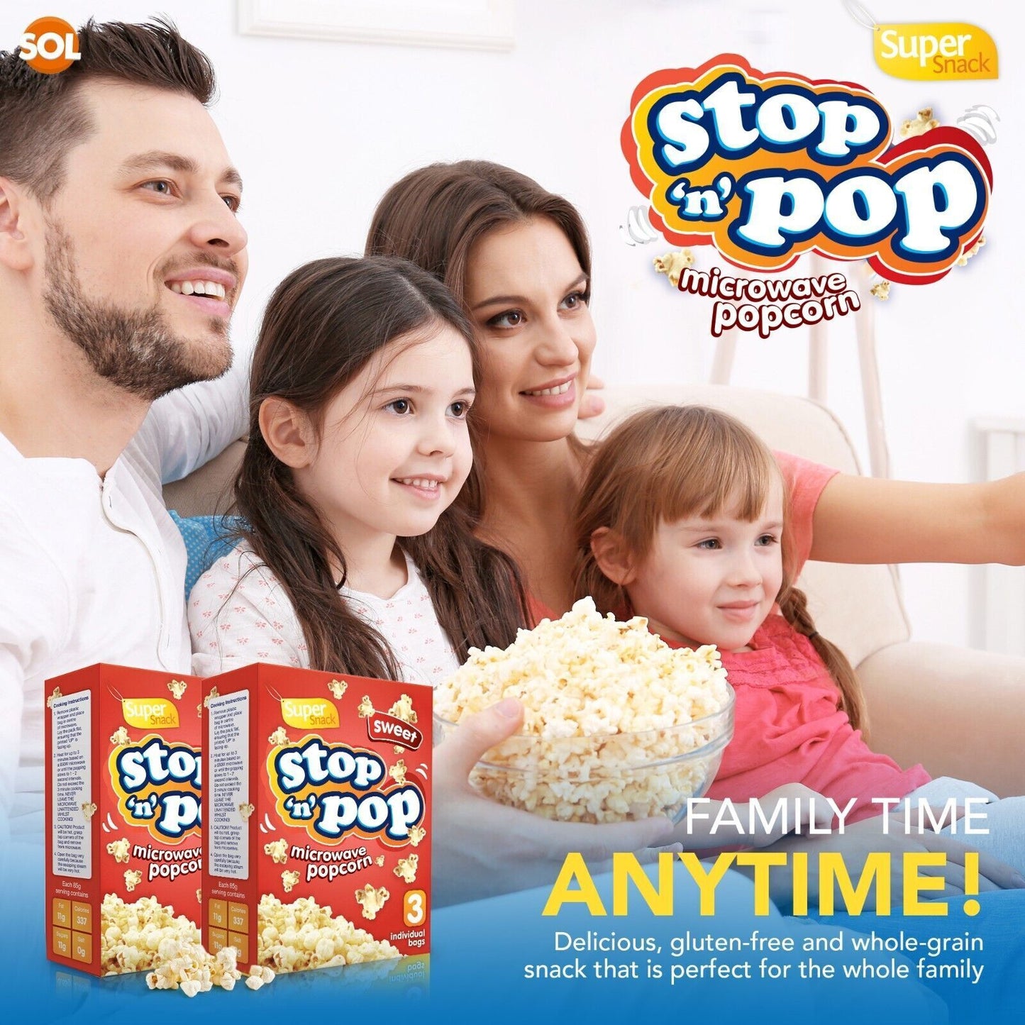 48 x85g Microwave Popcorn Sweet Salted Butter Flavour Movie Cinema Theatre Party