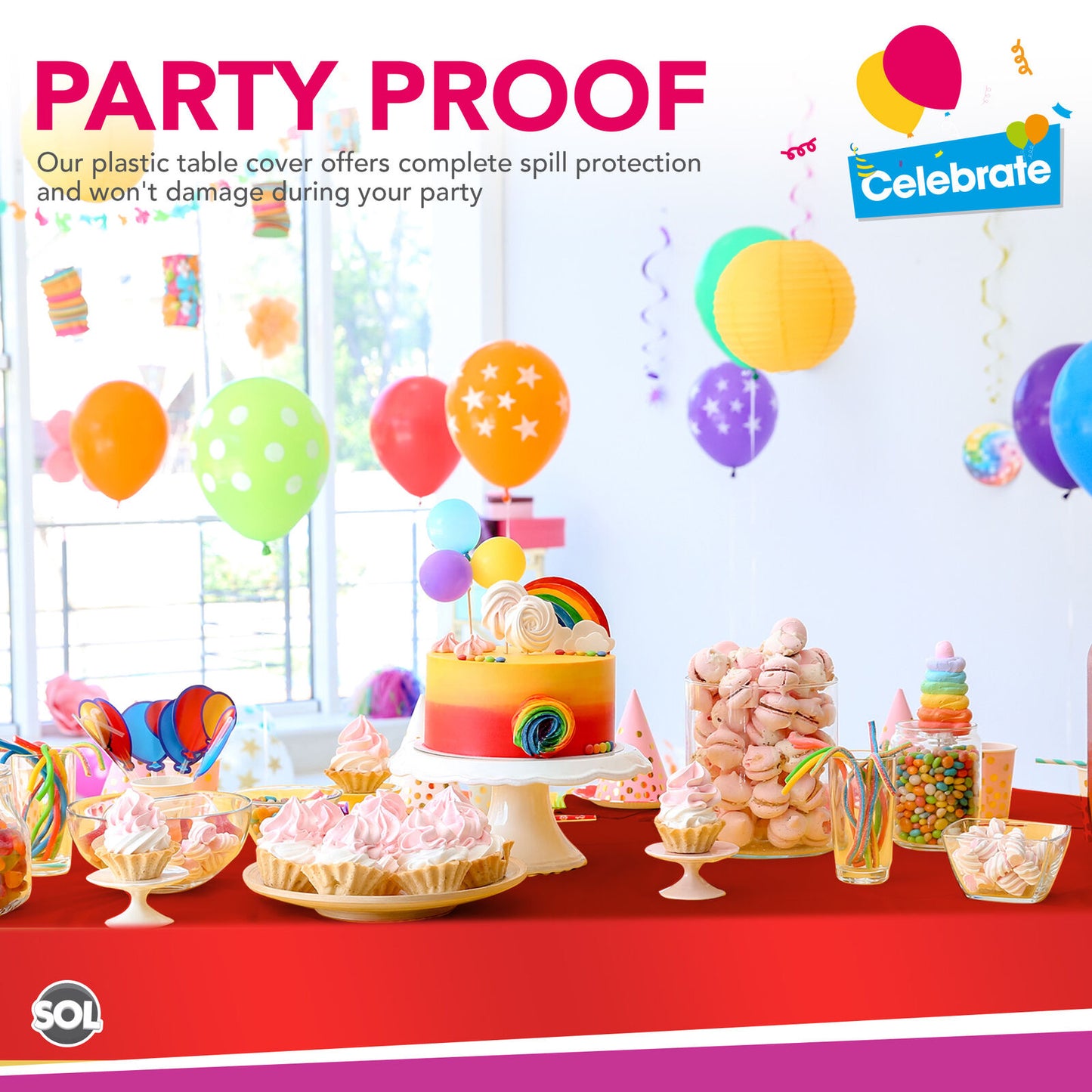 Plastic Table Cloth Covers Rectangular | Party Tableware | 2 Pack