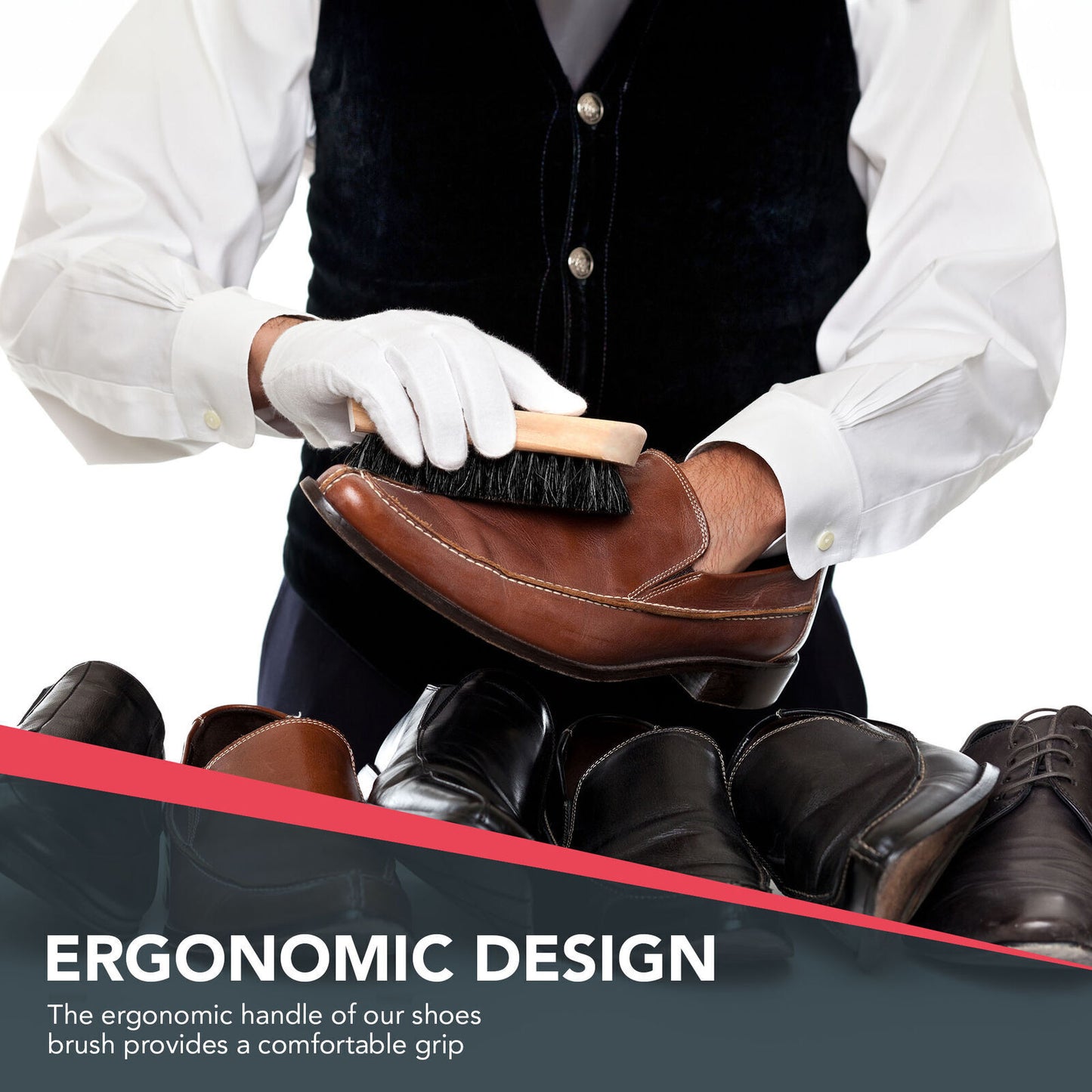 Shoe Brush Set | Leather Shoe Polish Brushes for Black & Brown Shoes | 2 Pack