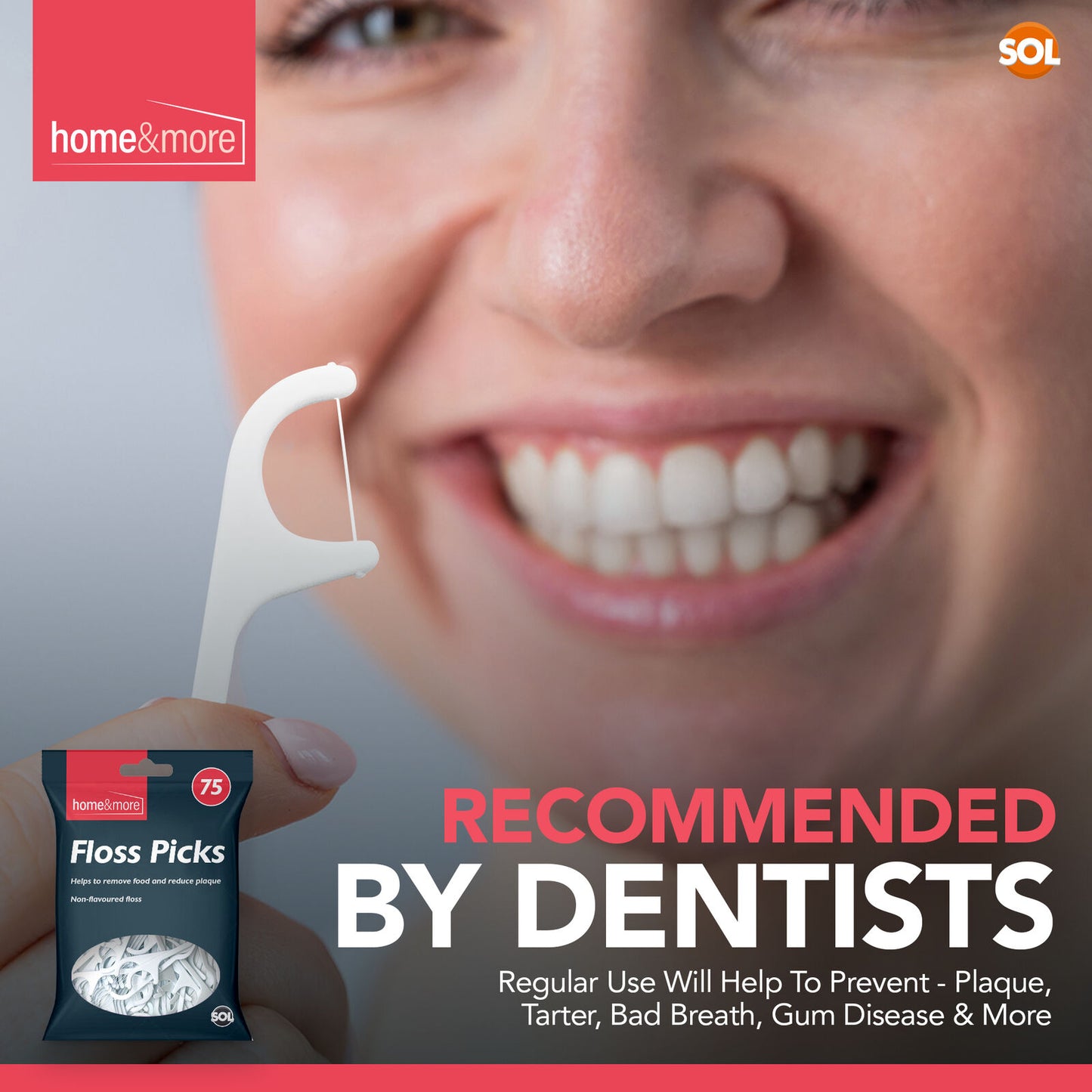 Dental Floss Sticks | Interdental Tooth Picks Plaque Care | 75 Pack