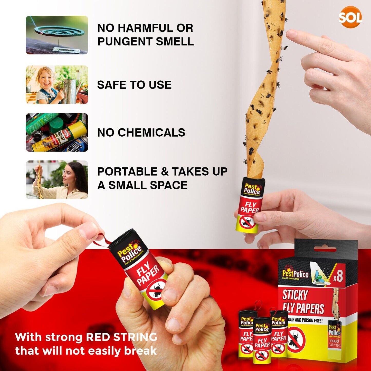 Fly Catcher Insect Trap Killer Bug Flies Wasp Sticky Paper Strong Glue Roll Tape