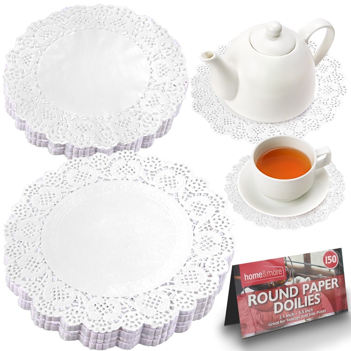 150-300 White Paper Doilies 5.5 3.5 Inch Round Lace Party Doylies Doyleys Doily