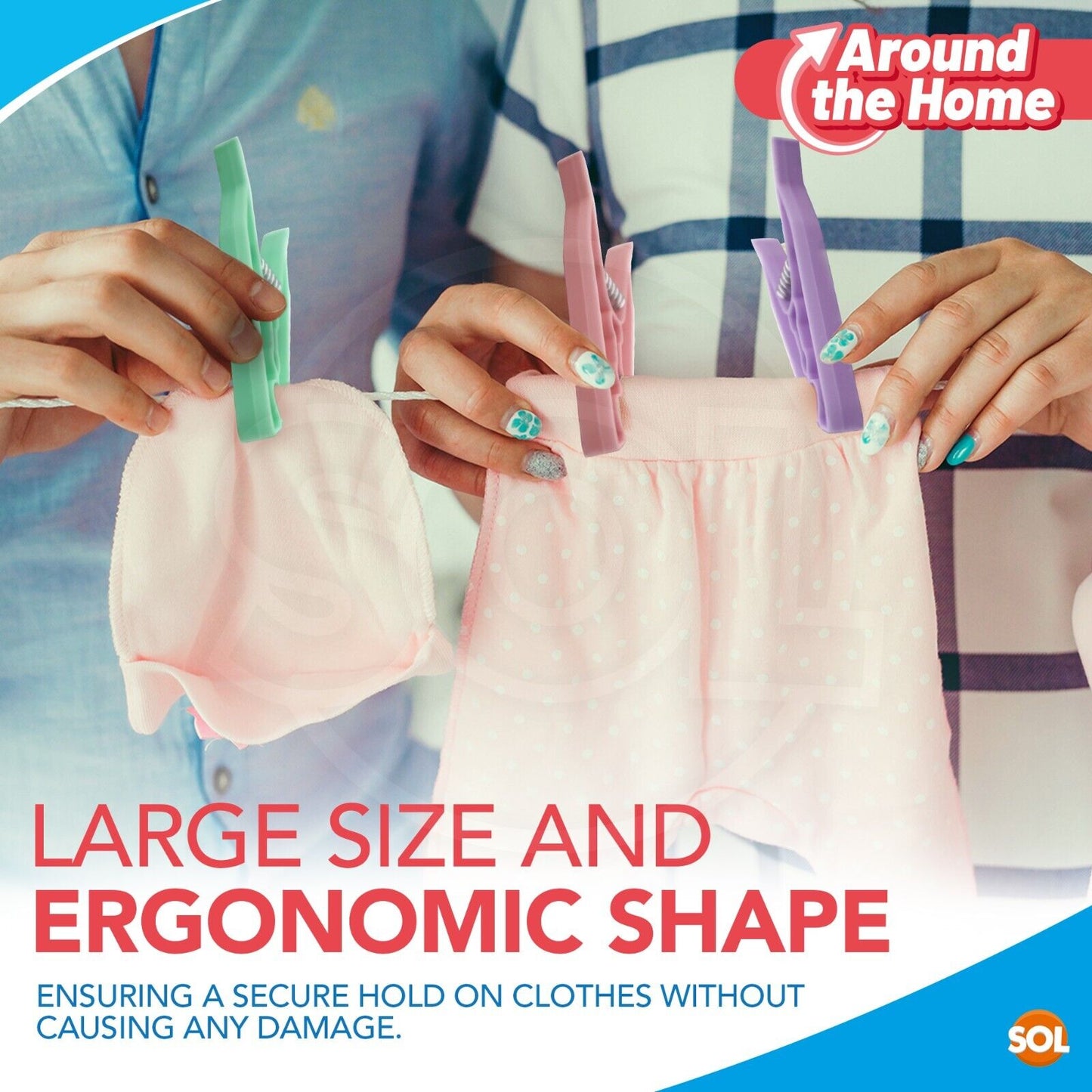 Jumbo Clothes Pegs Strong Plastic Washing Line Clips | 48 Pack