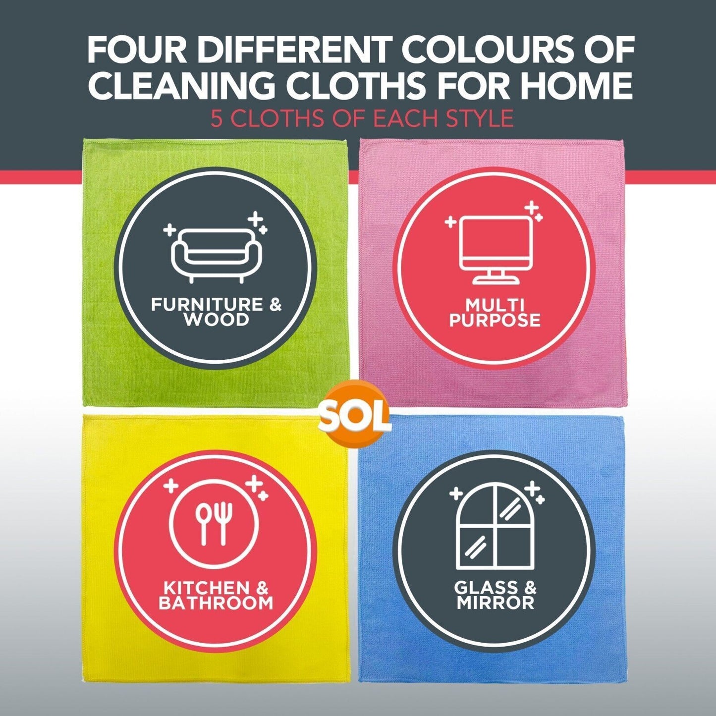 20-60pk Microfiber Cleaning Cloths Lint Free Microfibre Kitchen Polishing Towel