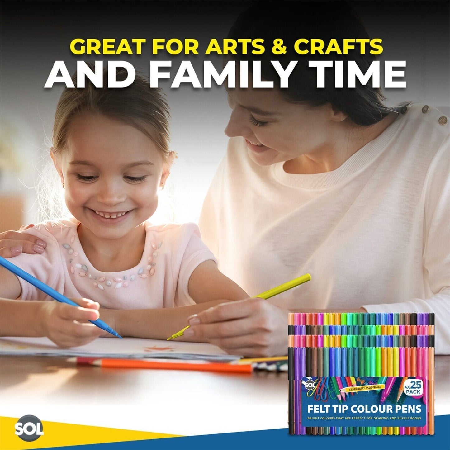 Felt Tip Pens | Fine Fibre Art, School & Craft | 100 Pack