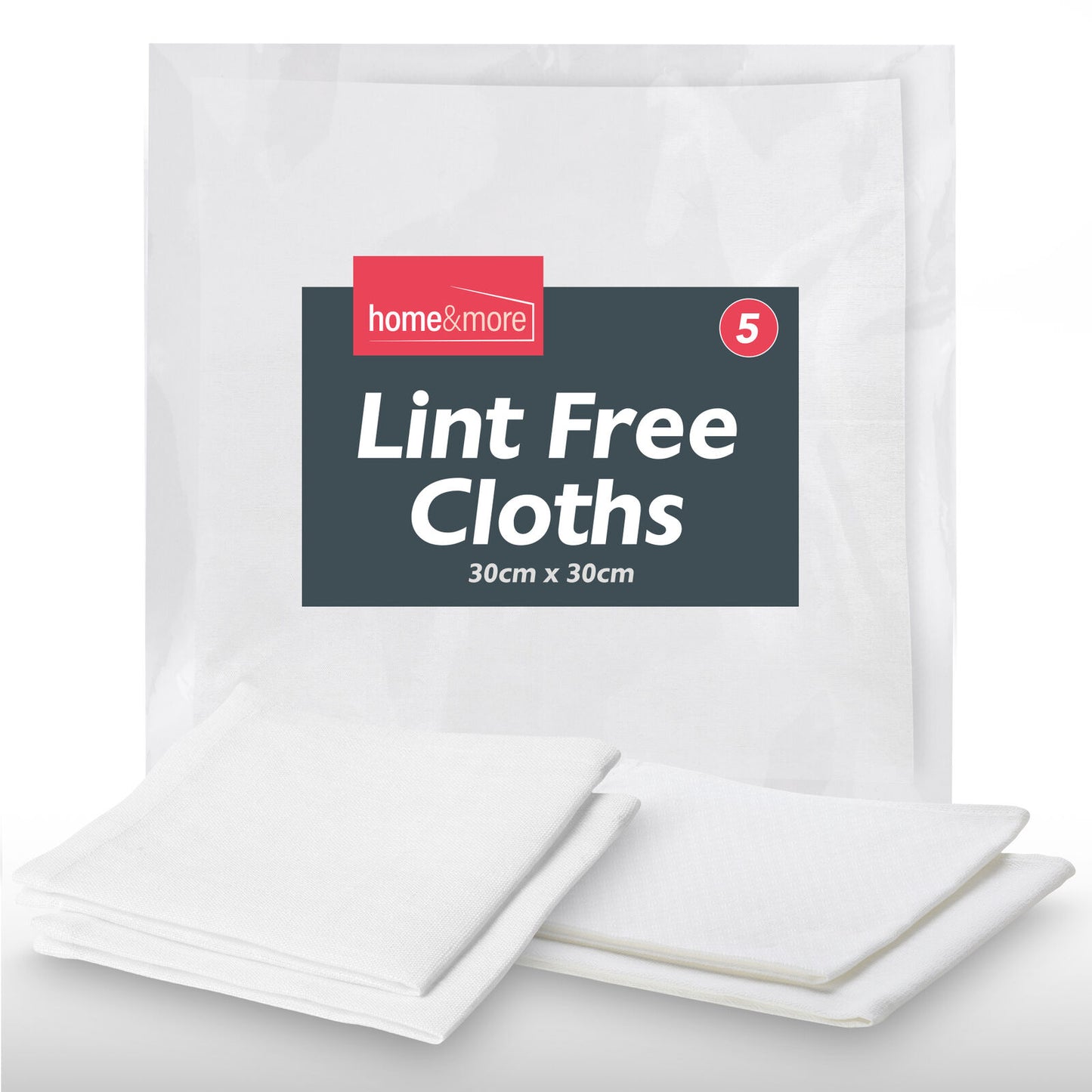 5-10 Lint Free Cloths 30x30cm | White Cleaning Polishing Oil Dye Wax Car Polish