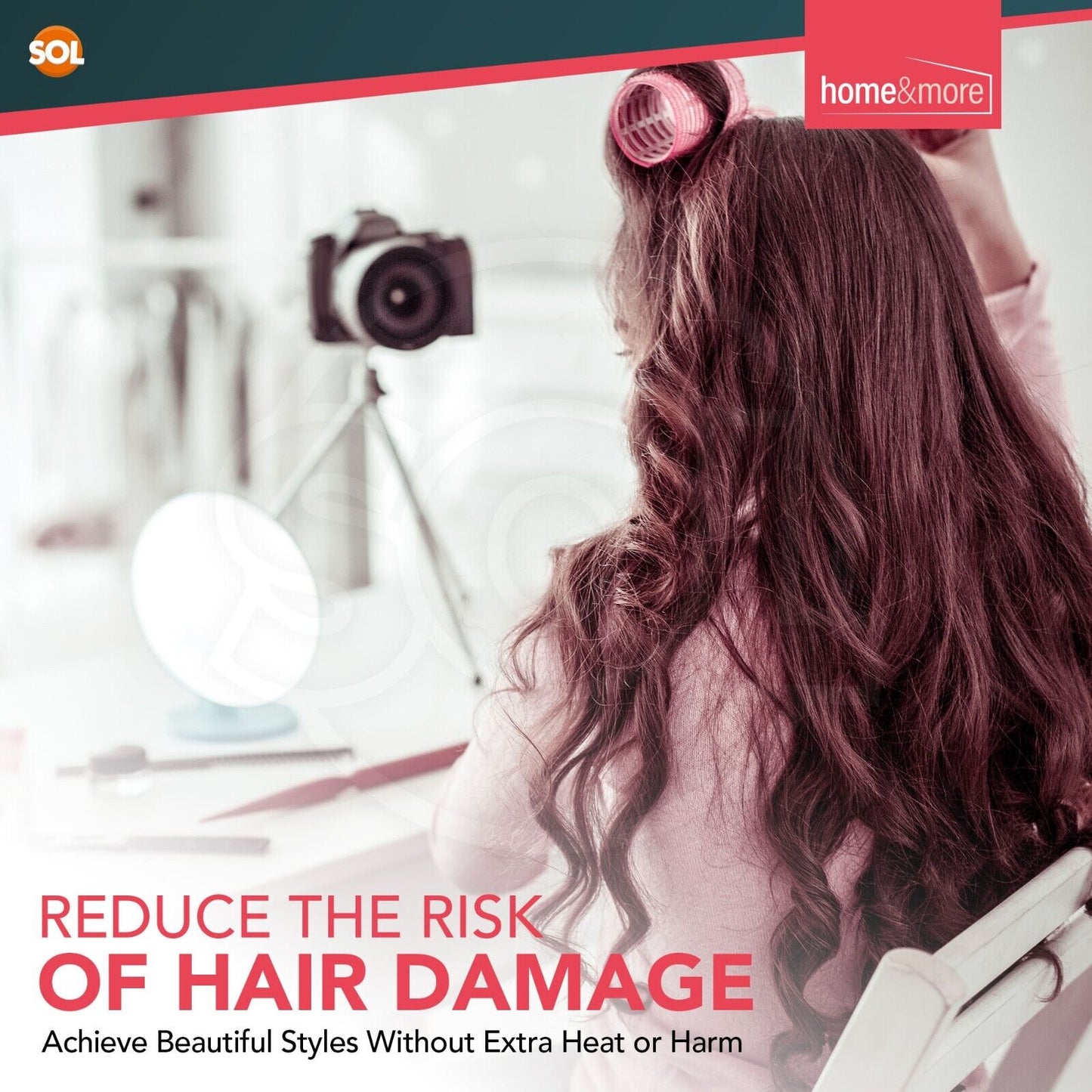 Heatless Hair Rollers Pink | Self Grip Curlers for Bouncy Waves | 4 Pack