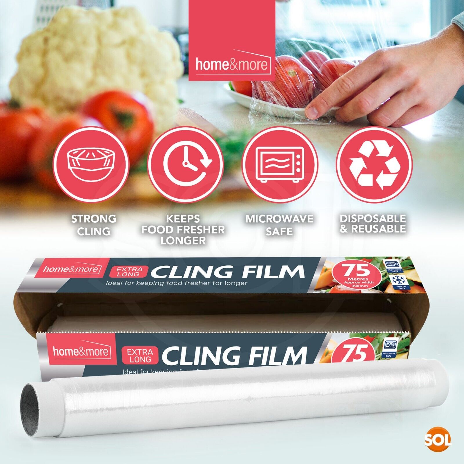300-600M 30cm Cling Film Food Catering Easy Cut Large Refill Rolls Kitchen Wrap