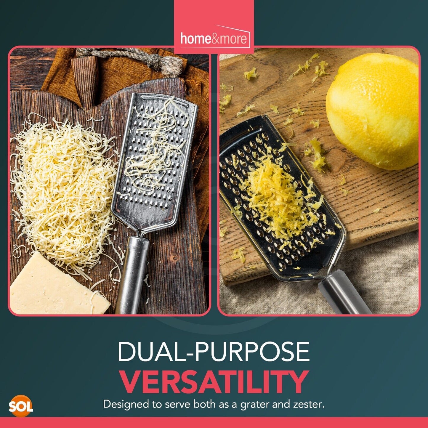 Hand Held Cheese Grater Stainless Steel Zester Slicer